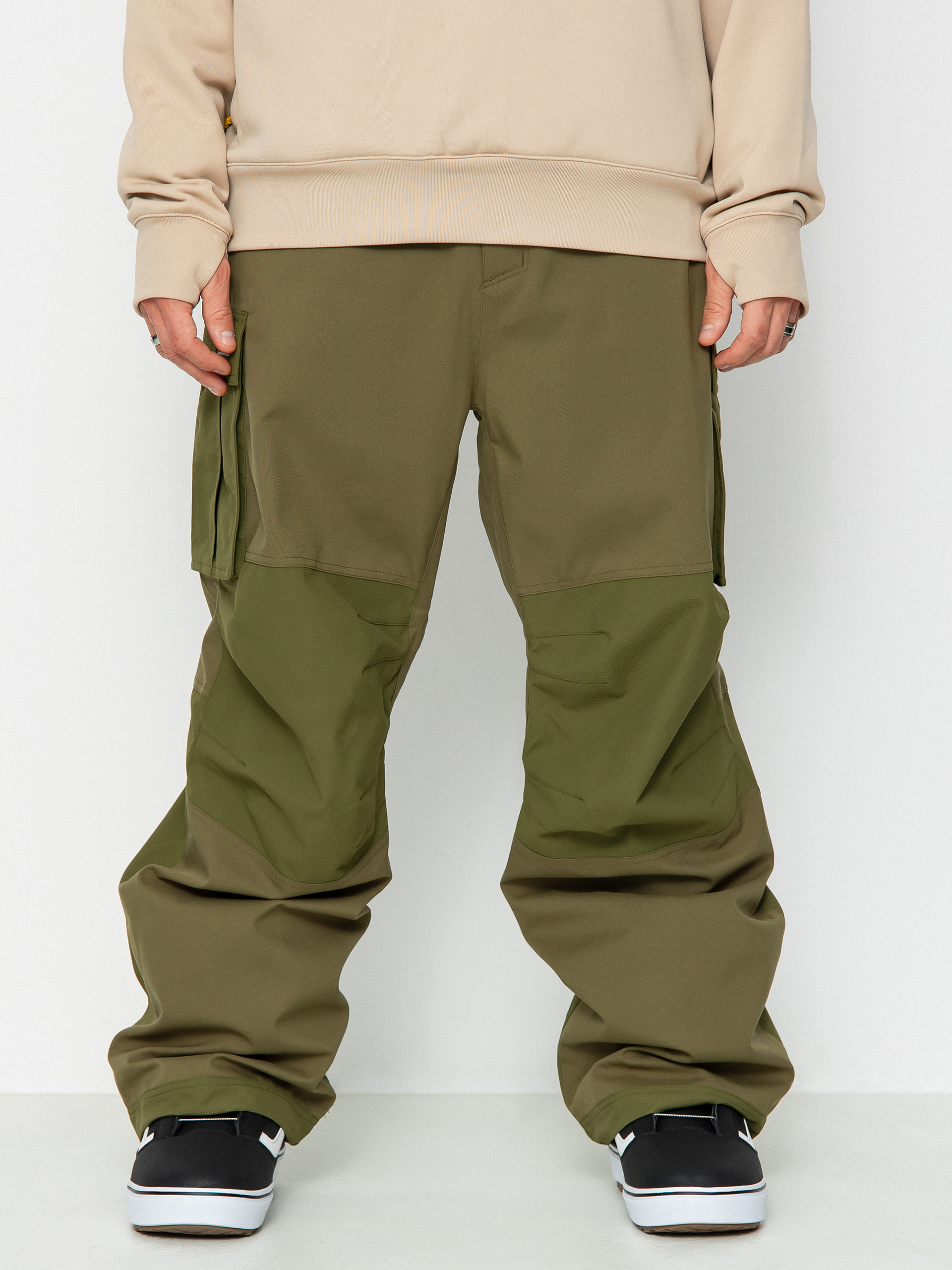 Pantaloni pentru snowboard Volcom Nwrk Baggy - verde (military)