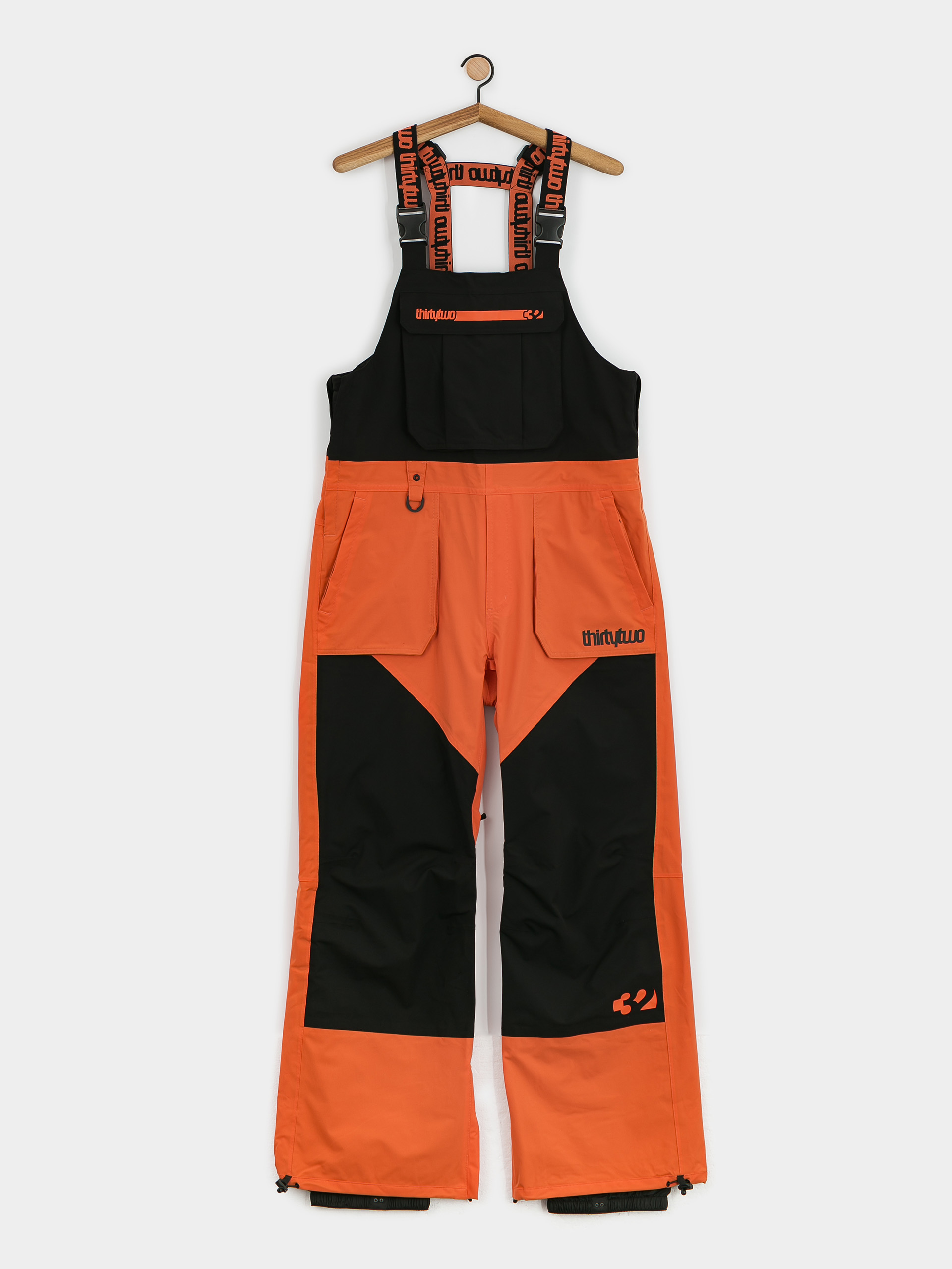 Pentru bărbați Pantaloni pentru snowboard ThirtyTwo Basement Bib (black/orange)