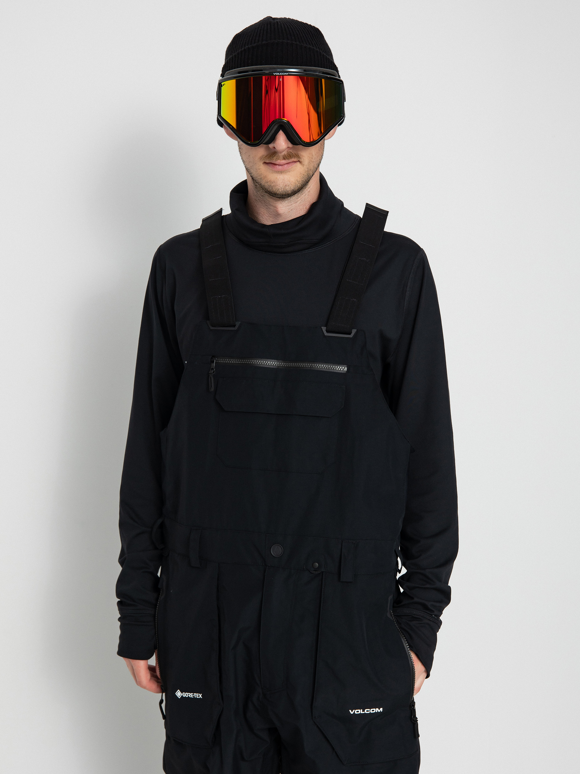 Pentru bărbați Pantaloni pentru snowboard Volcom Rain Gore Tex Bib Overall (black)