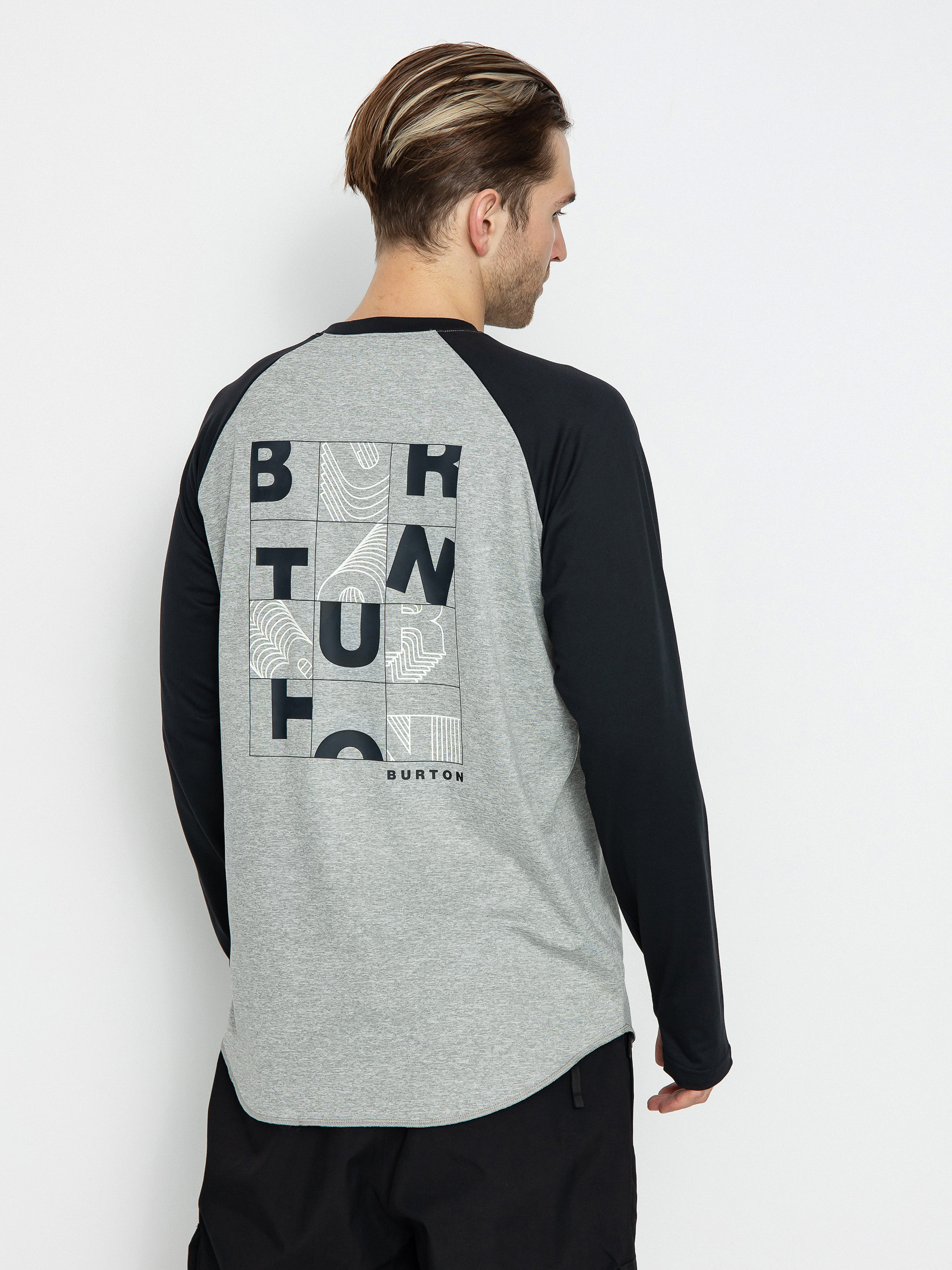 Pentru bărbați Longsleeve Burton Roadie Base Layer Tech (true black/gray heather)