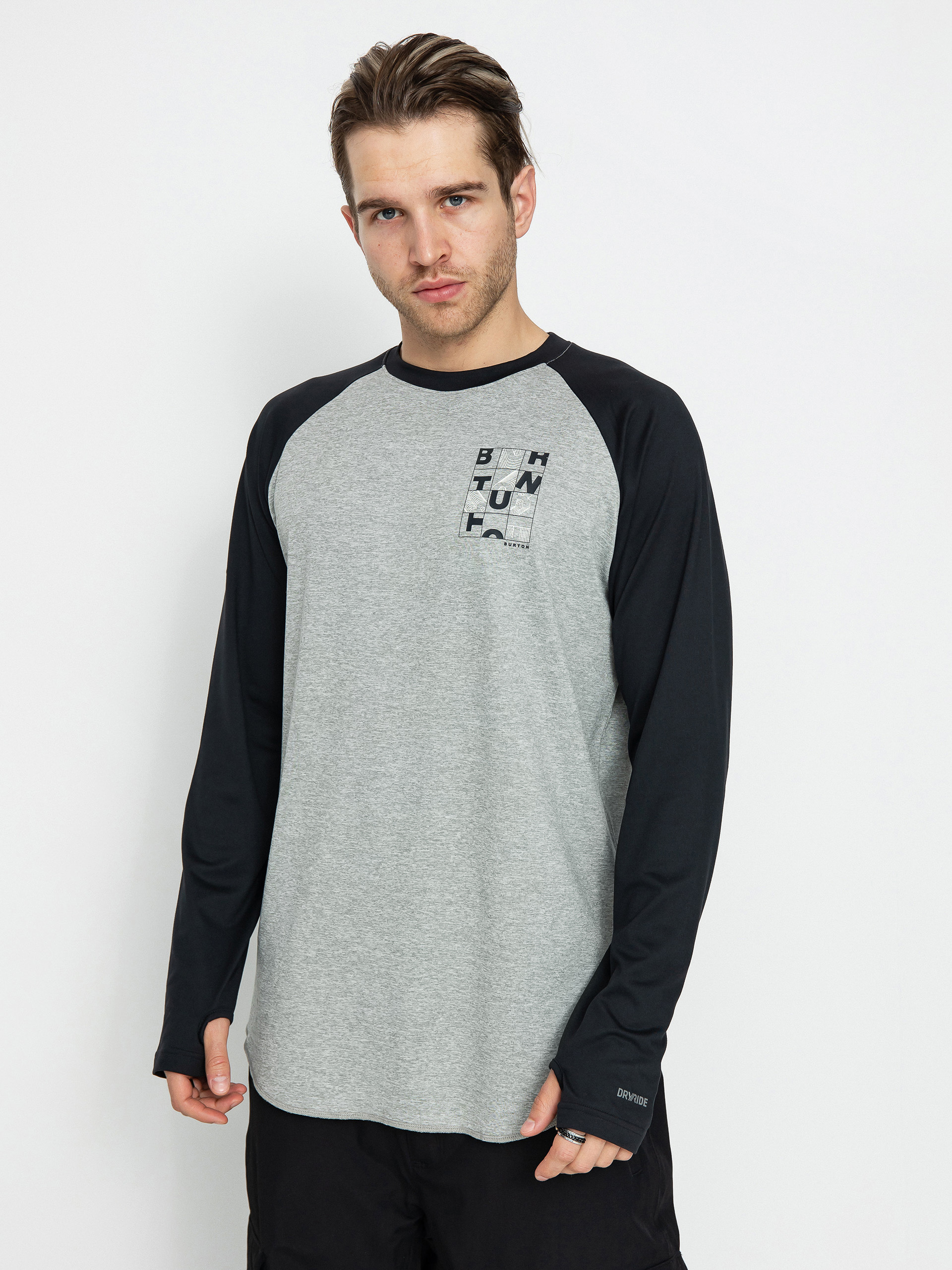 Pentru bărbați Longsleeve Burton Roadie Base Layer Tech (true black/gray heather)