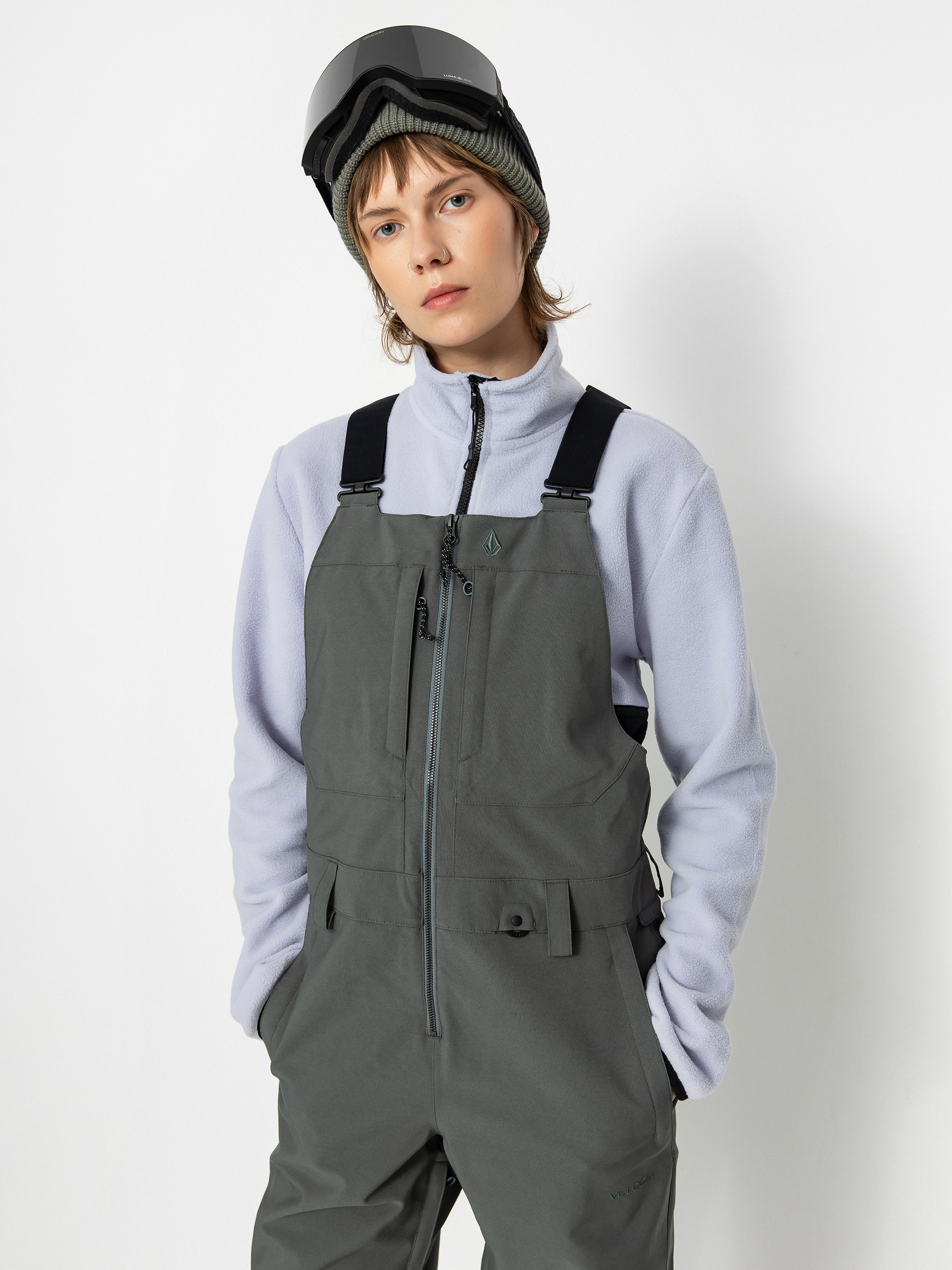 Pentru femei Pantaloni pentru snowboard Volcom Swift Bib Overall (eucalyptus)