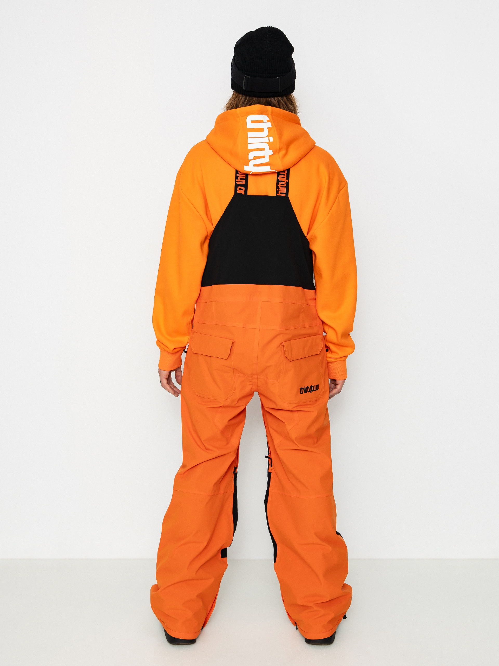 Pentru bărbați Pantaloni pentru snowboard ThirtyTwo Basement Bib (black/orange)