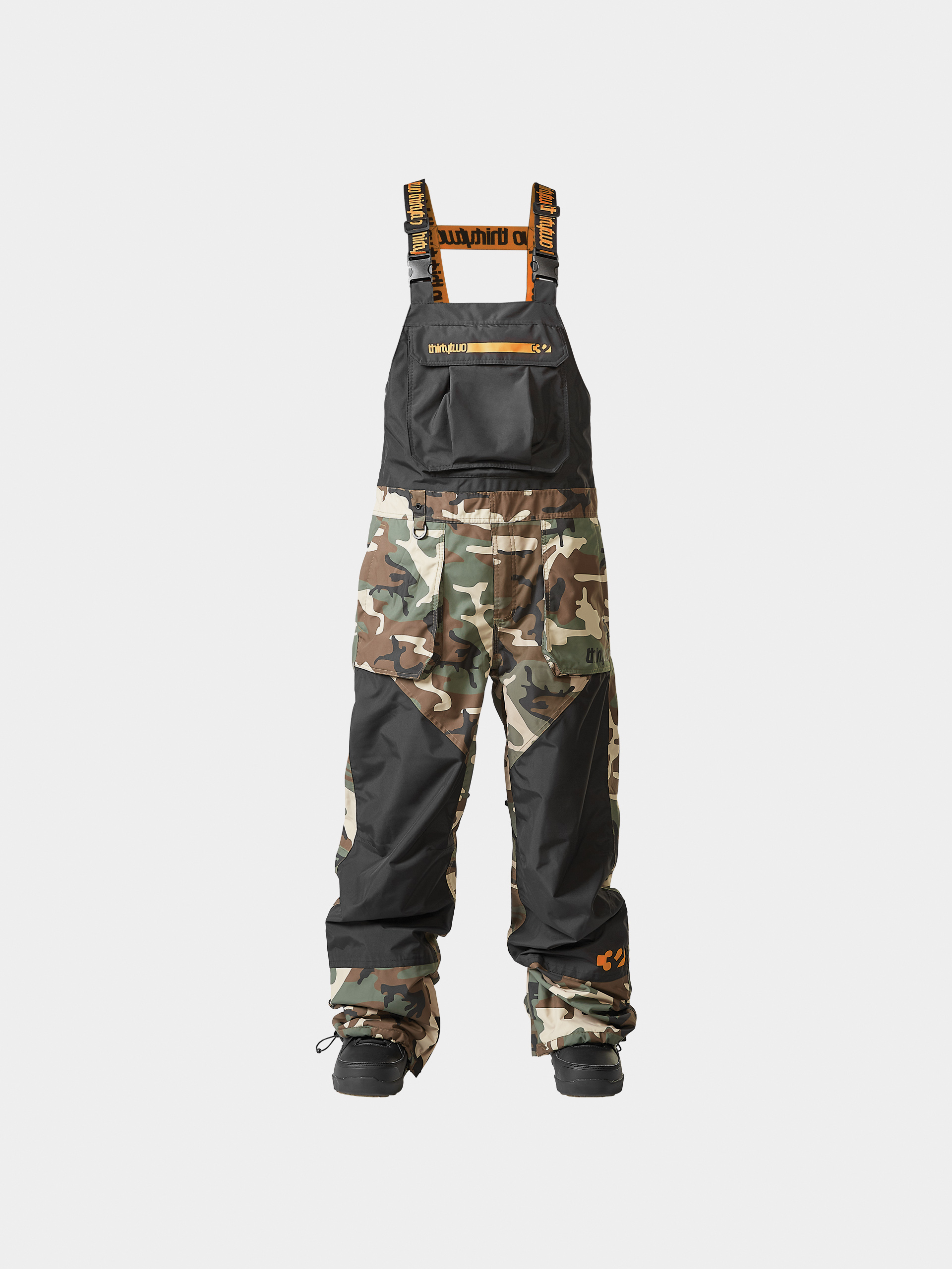 Pentru bărbați Pantaloni pentru snowboard ThirtyTwo Basement Bib (black/camo)