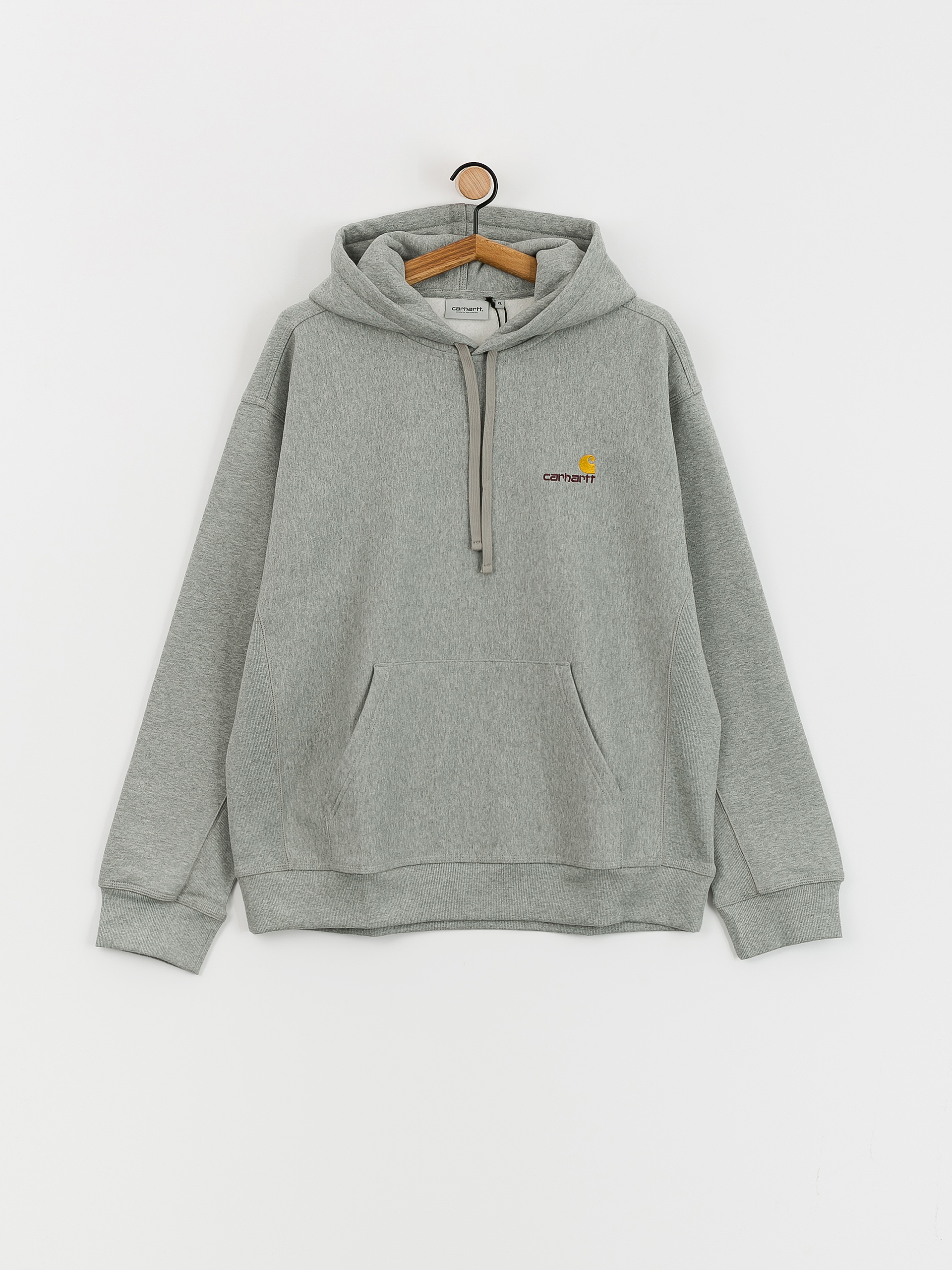Hanorac cu glugă Carhartt WIP American Script HD (grey heather)
