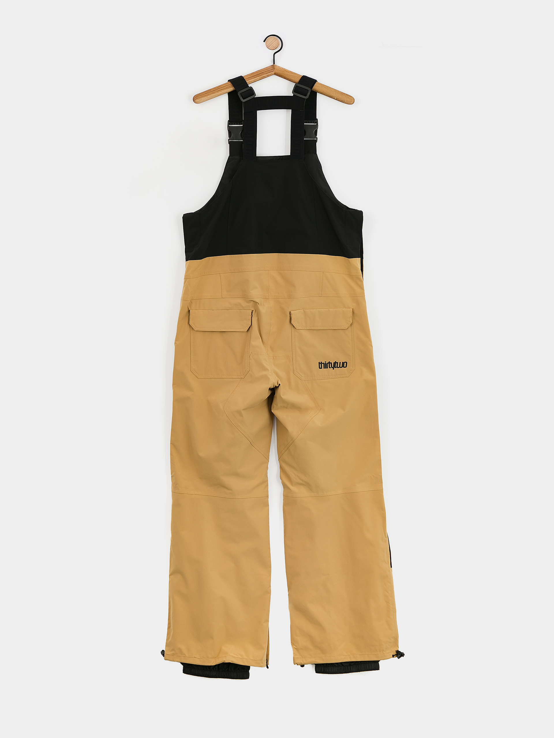 Pentru bărbați Pantaloni pentru snowboard ThirtyTwo Basement Bib (black/tan)