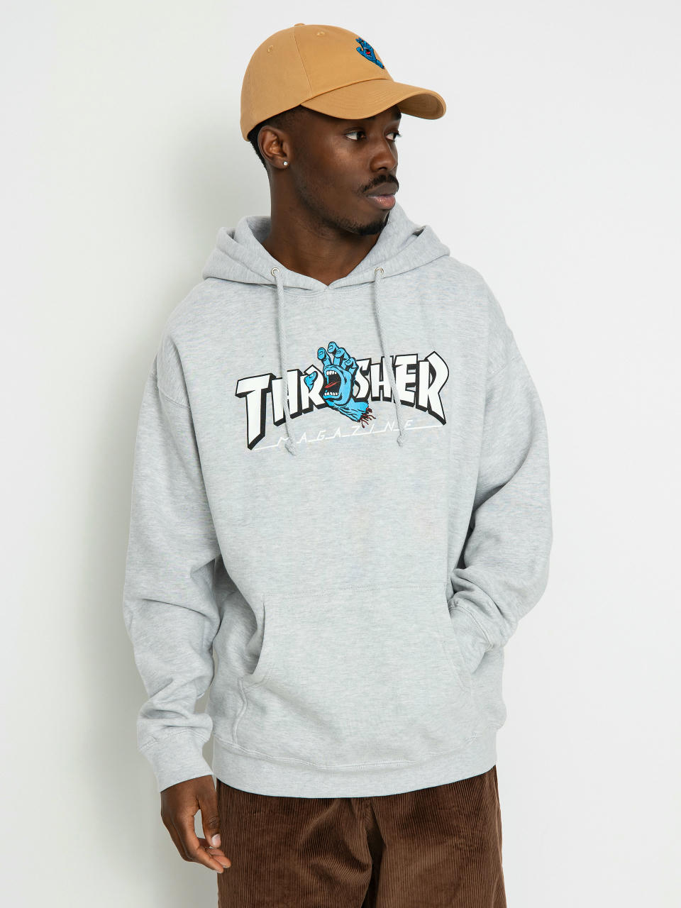 Hanorac cu glugă Santa Cruz X Thrasher Screaming Logo HD (grey hthr)