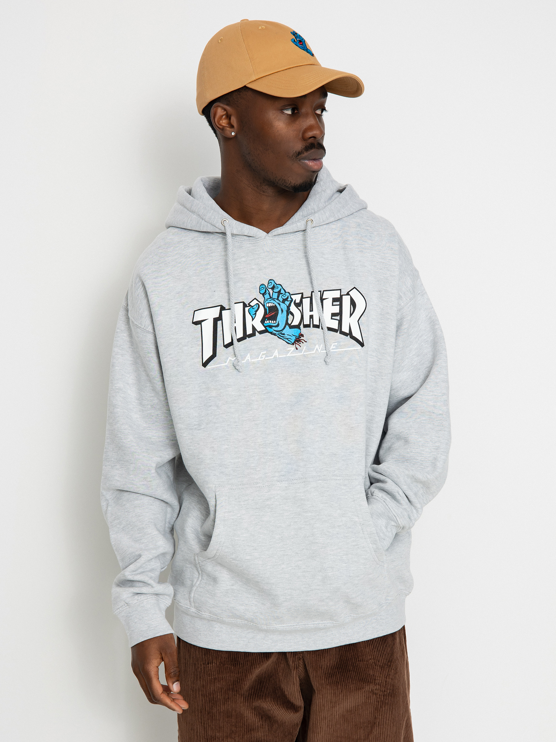 Hanorac cu glugă Santa Cruz X Thrasher Screaming Logo HD (grey hthr)