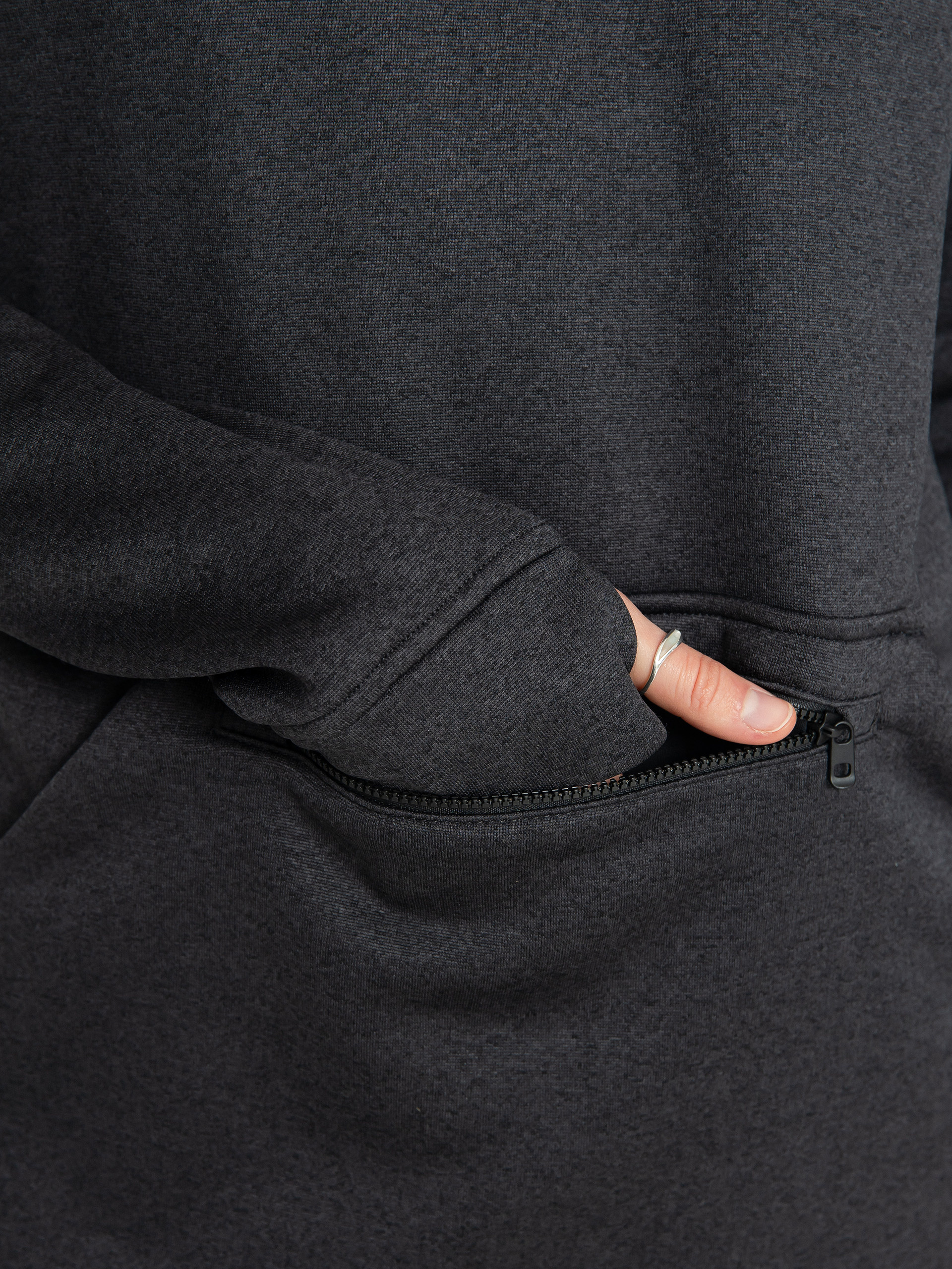 Hanorac cu glugă Burton Oak Long HD Wmn (true black heather)