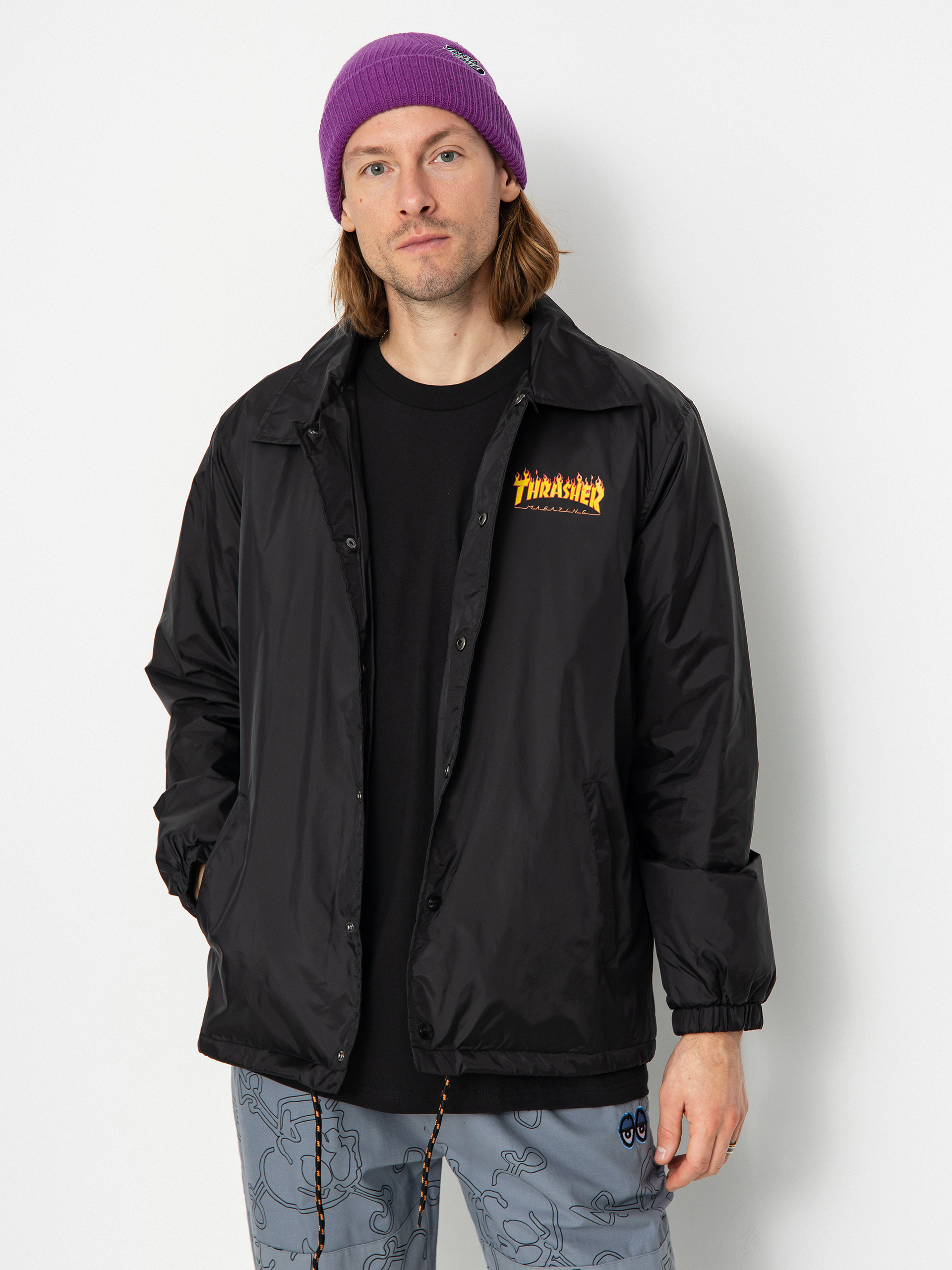 Geacă Santa Cruz X Thrasher Flame Dot Coach (black)