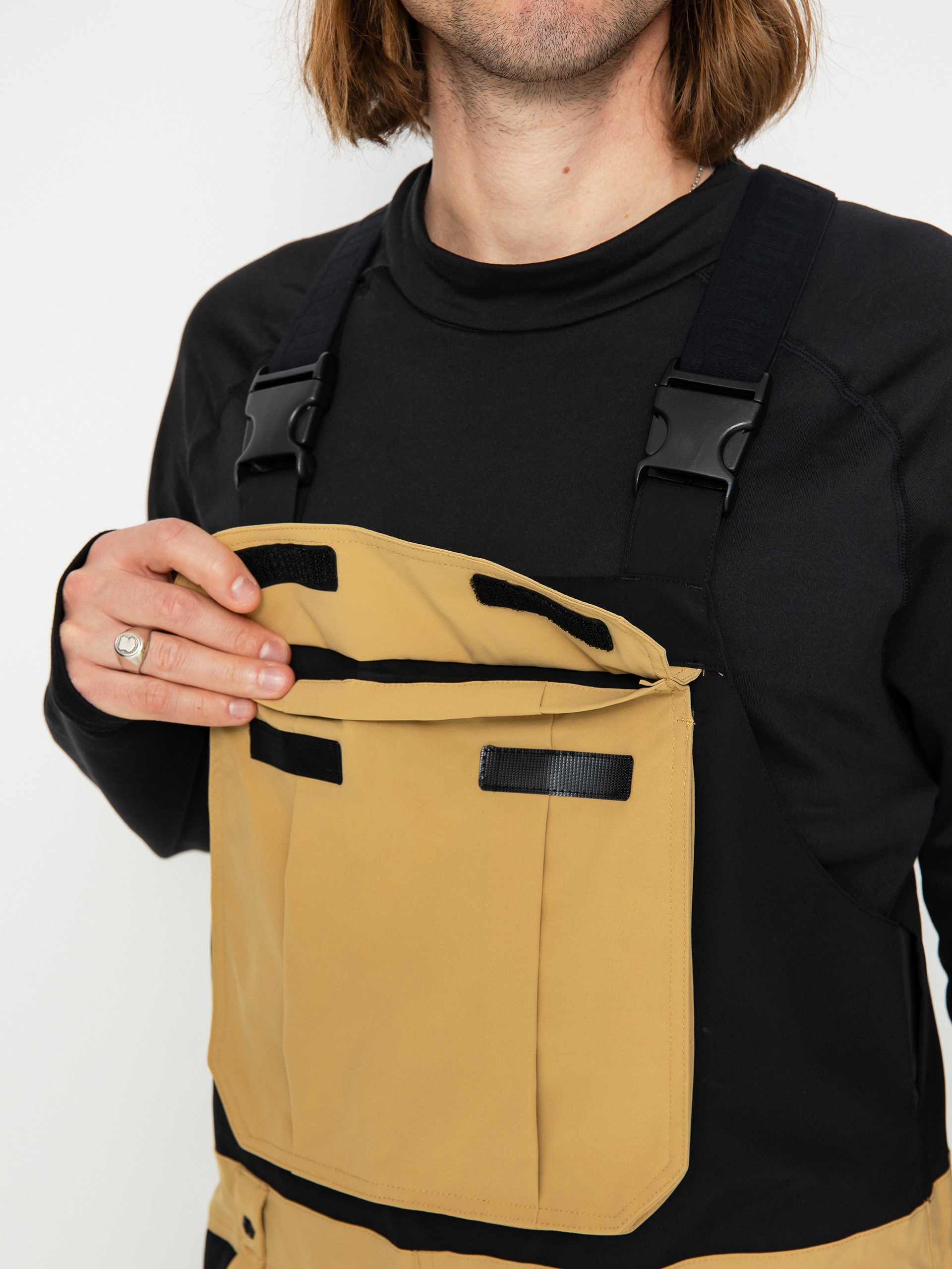 Pentru bărbați Pantaloni pentru snowboard ThirtyTwo Basement Bib (black/tan)