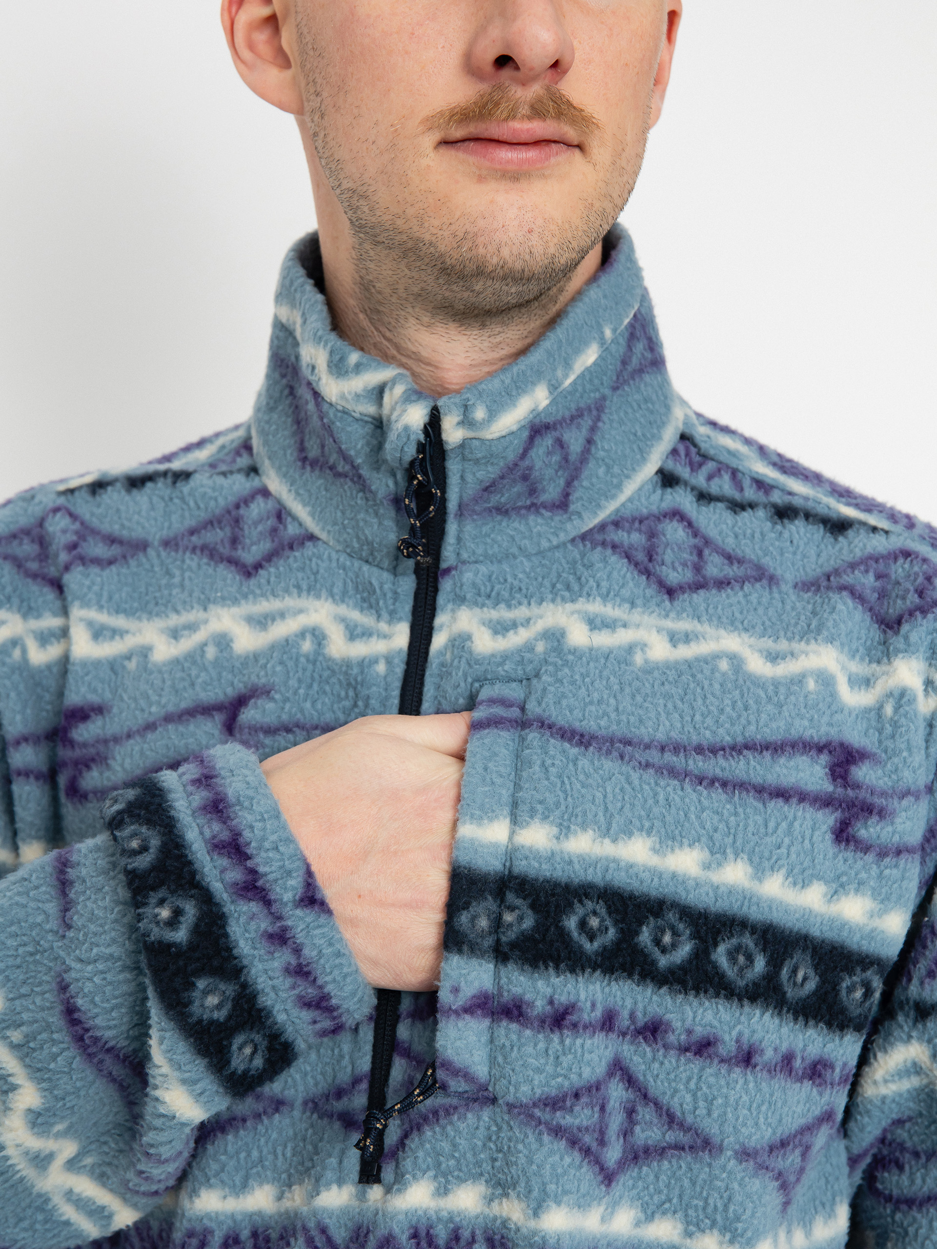 Pentru bărbați Hanorac din fleece Billabong Boundary Mock Neck (washed blue)