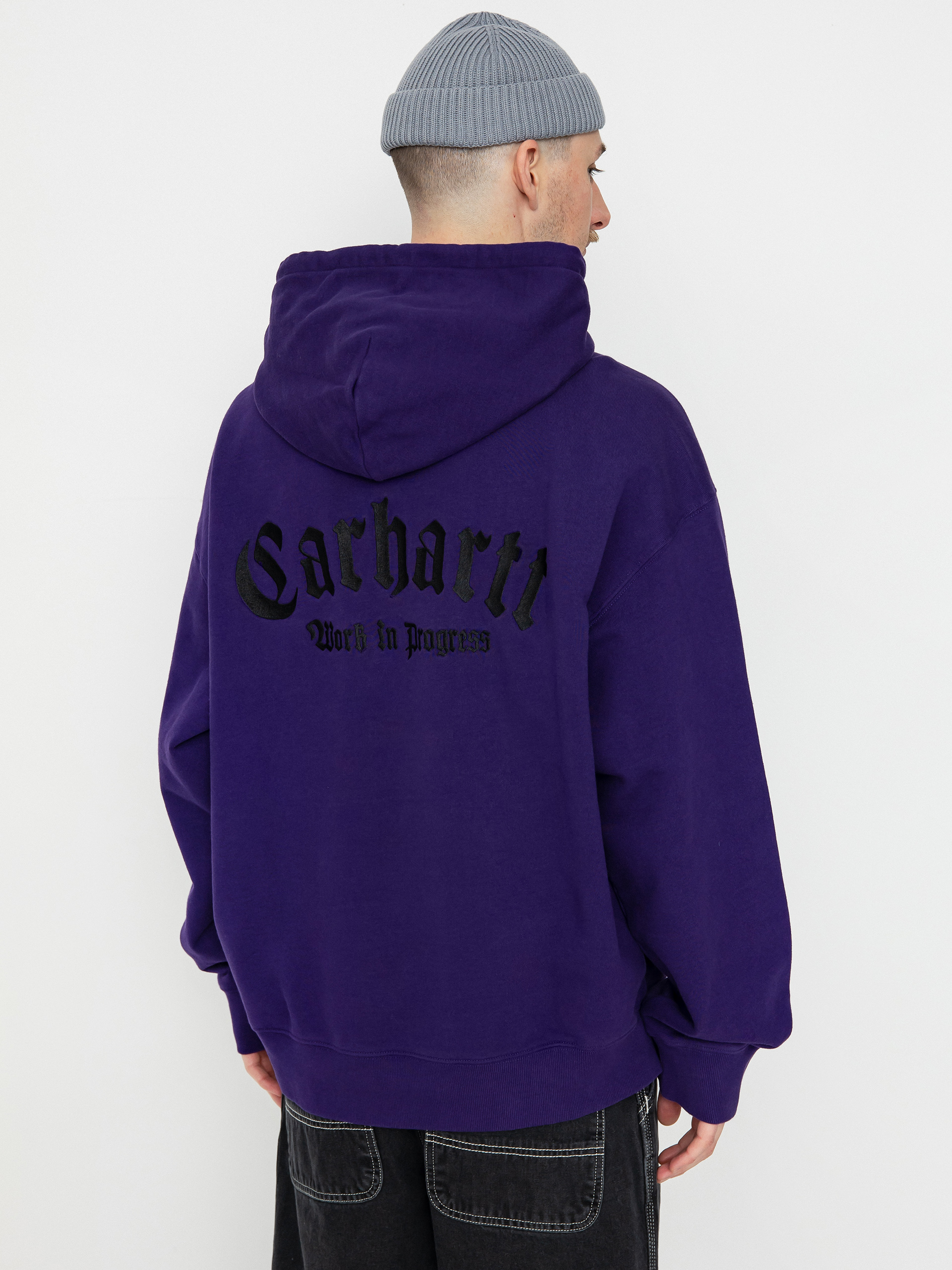 Hanorac cu glugă Carhartt WIP Onyx Script HD (tyrian/black)