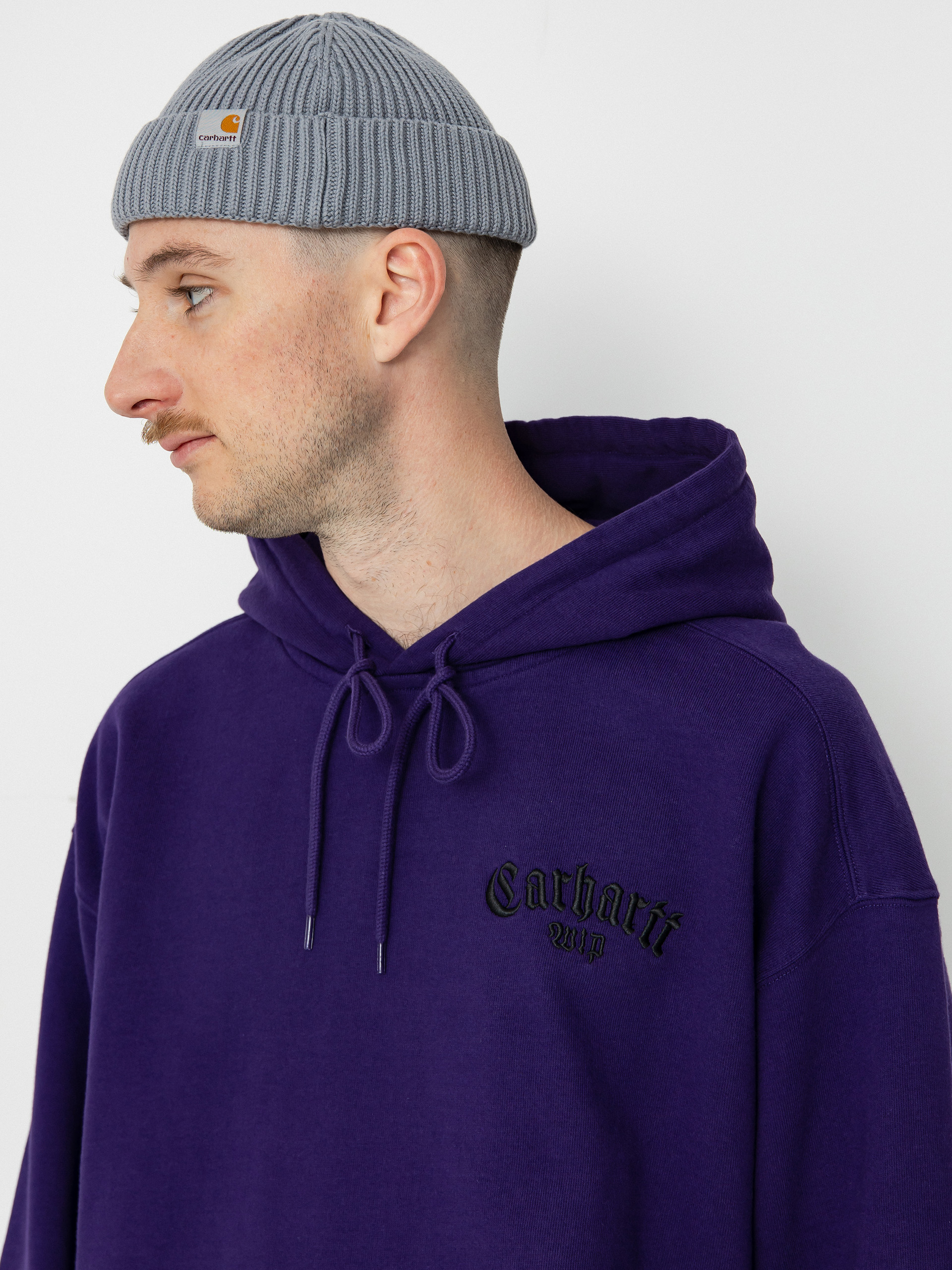Hanorac cu glugă Carhartt WIP Onyx Script HD (tyrian/black)