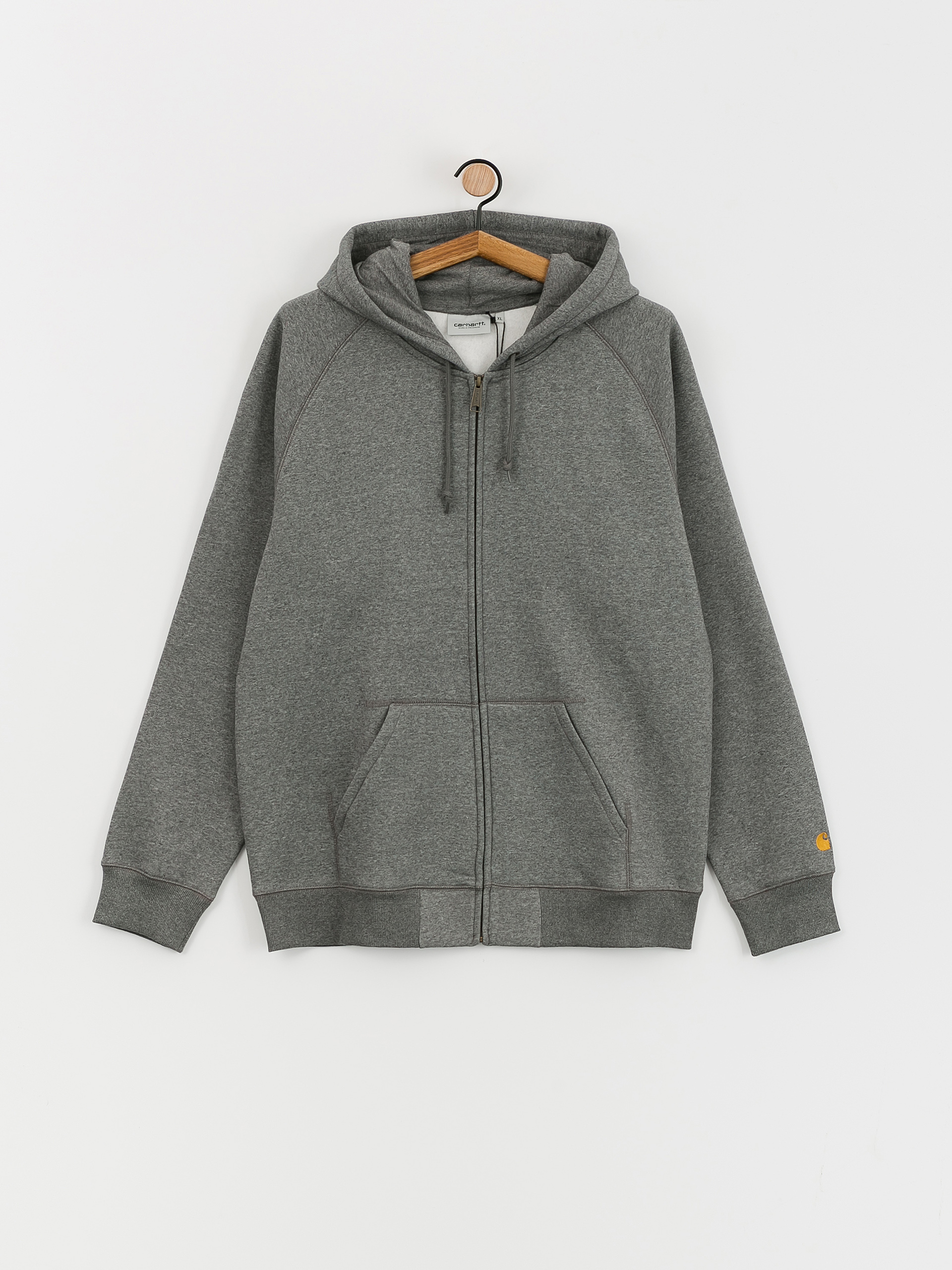 Hanorac cu glugă Carhartt WIP Chase ZHD (dark grey heather/gold)