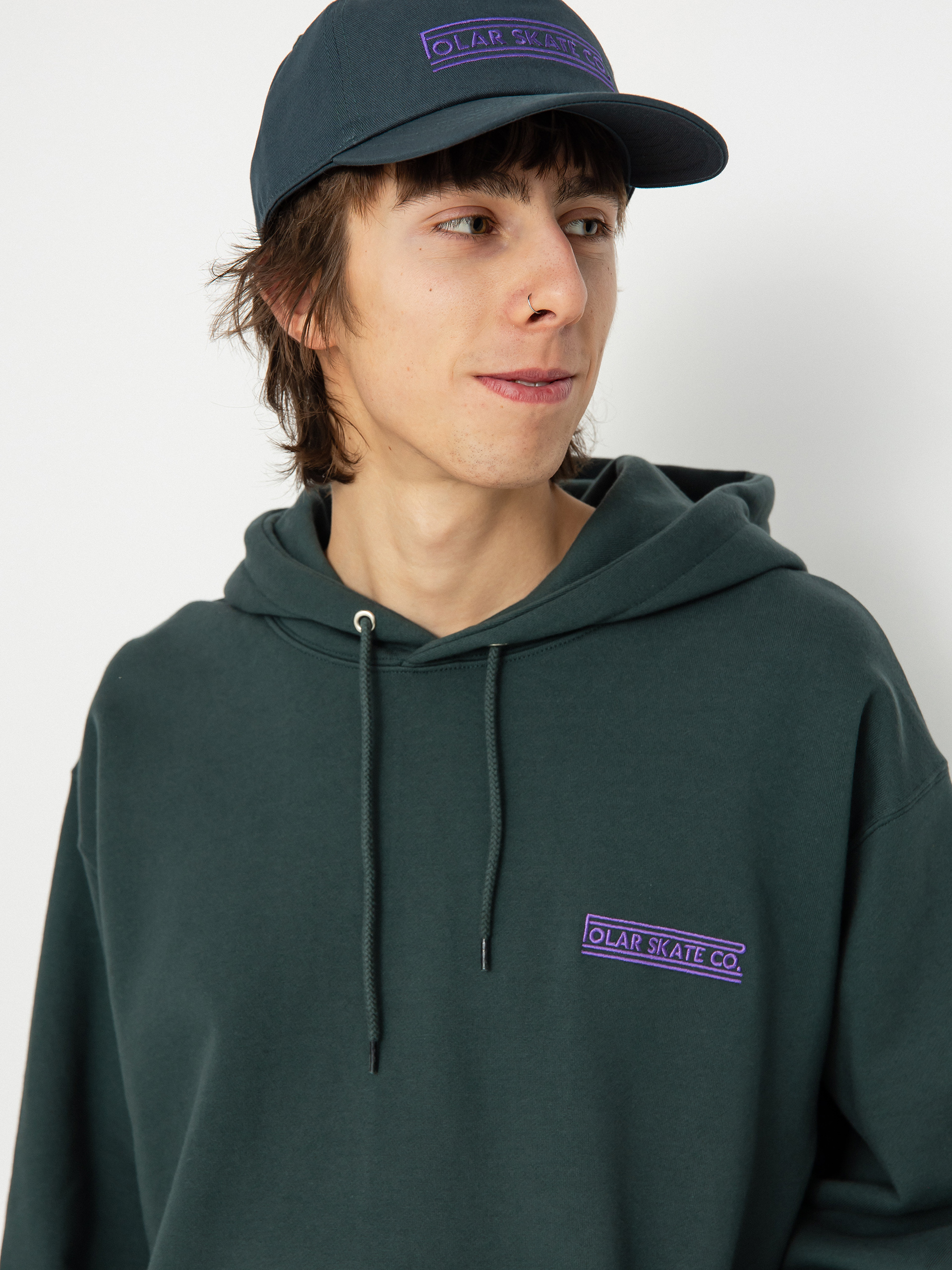 Hanorac cu glugă Polar Skate Stretch Logo Dave HD (dark teal)