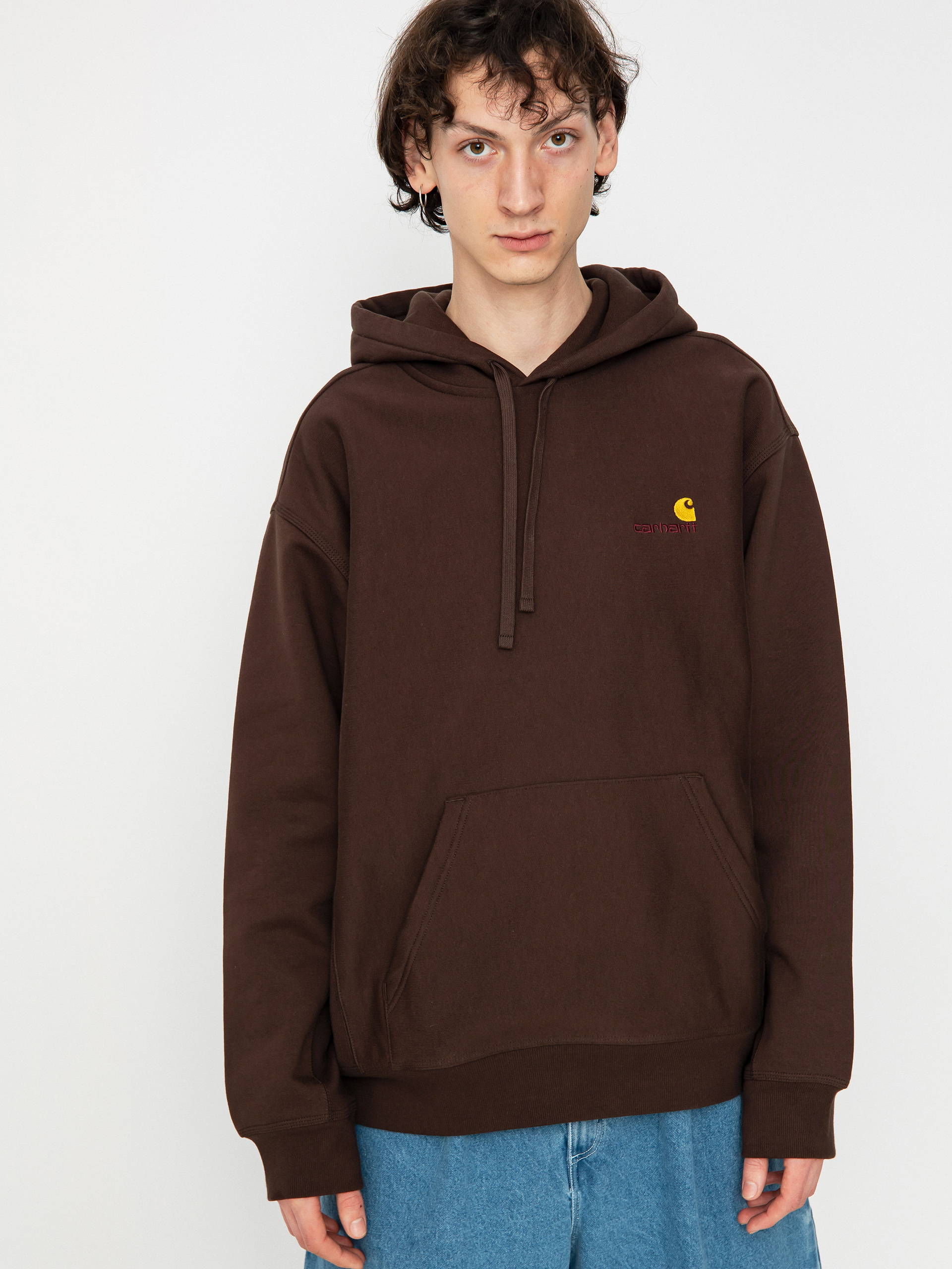 Hanorac cu glugă Carhartt WIP American Script HD (tobacco)