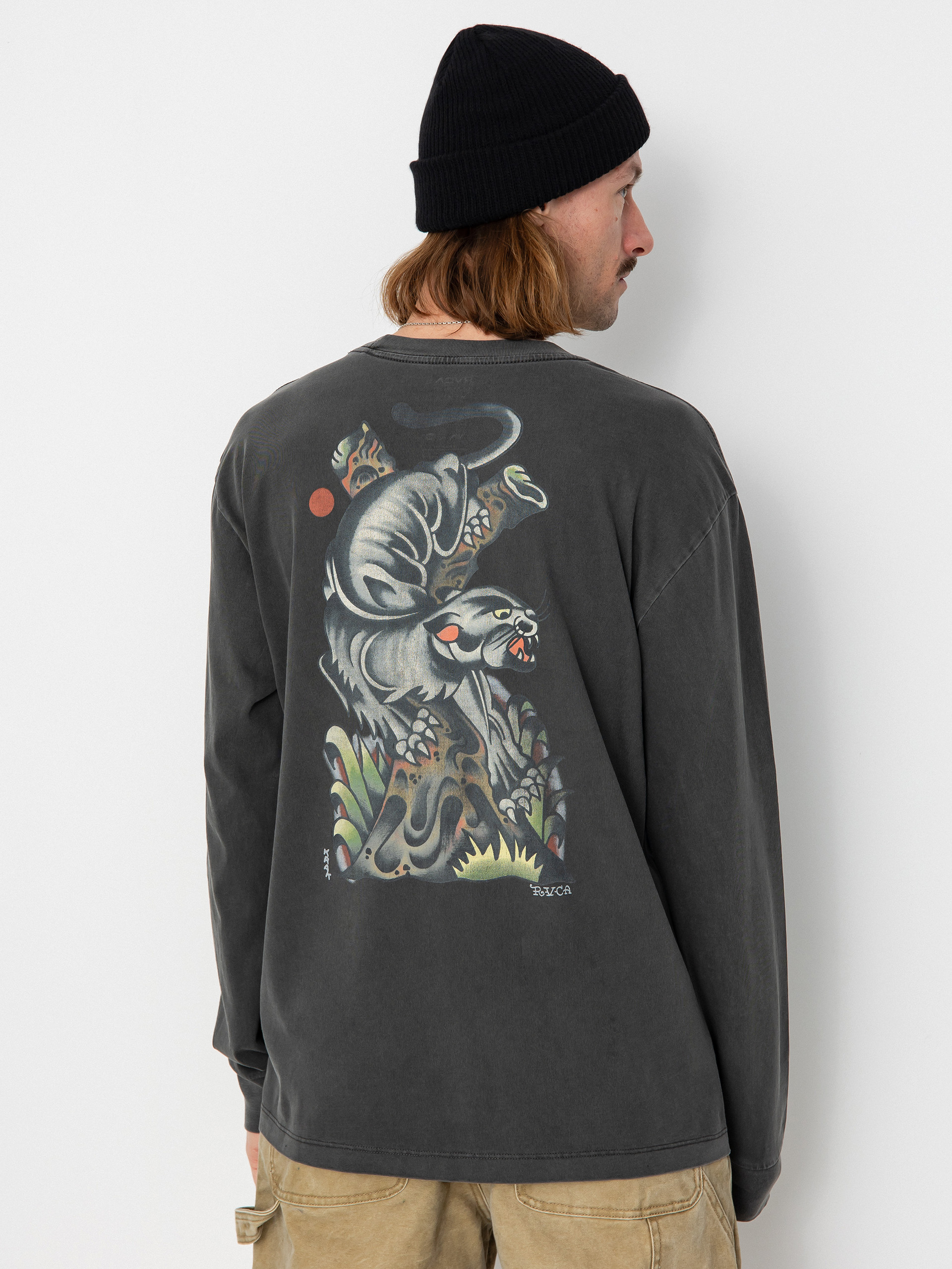 Longsleeve RVCA Krak Panther (washed black)