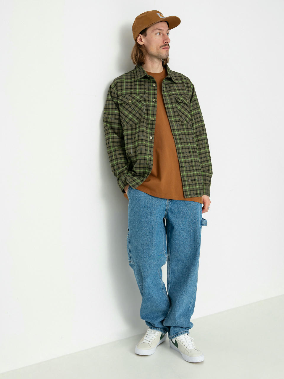 Cămașă Nike SB Flannel Button Up (medium olive/cargo khaki)