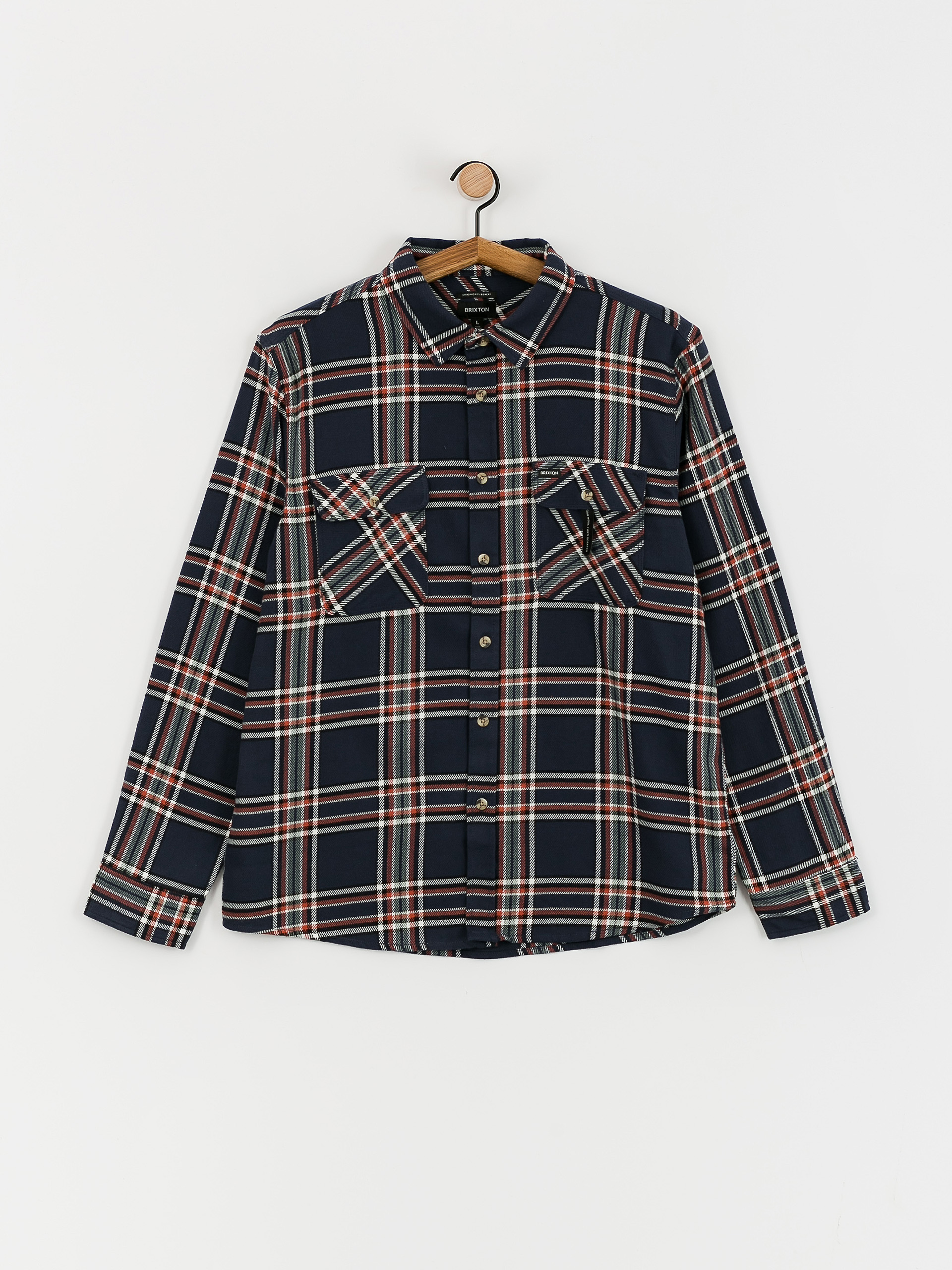 Cămașă Brixton Bowery Flannel Ls (washed navy/off white/terracot)