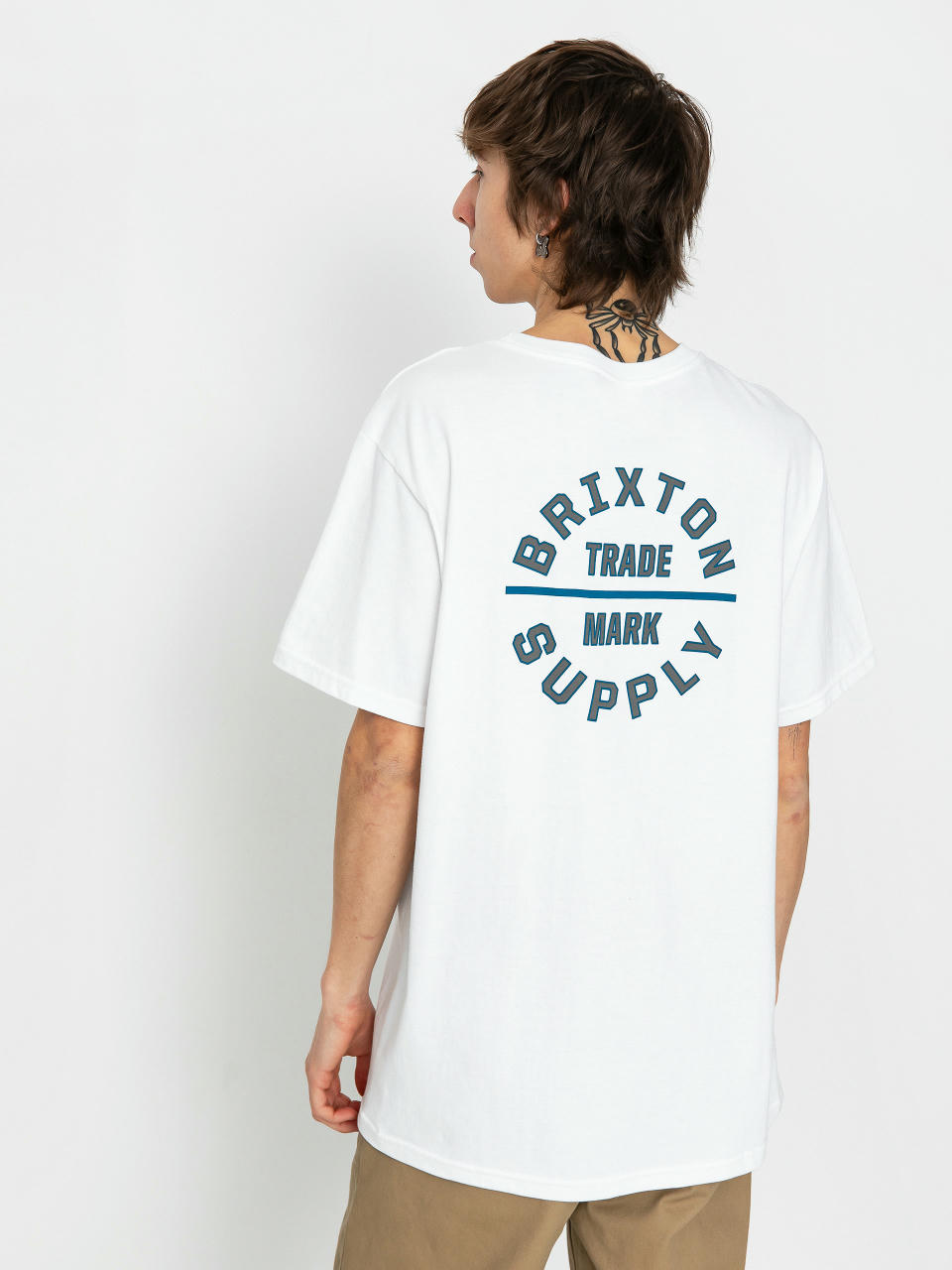 Tricou Brixton Oath V Stt (white/chinois green/blue danub)