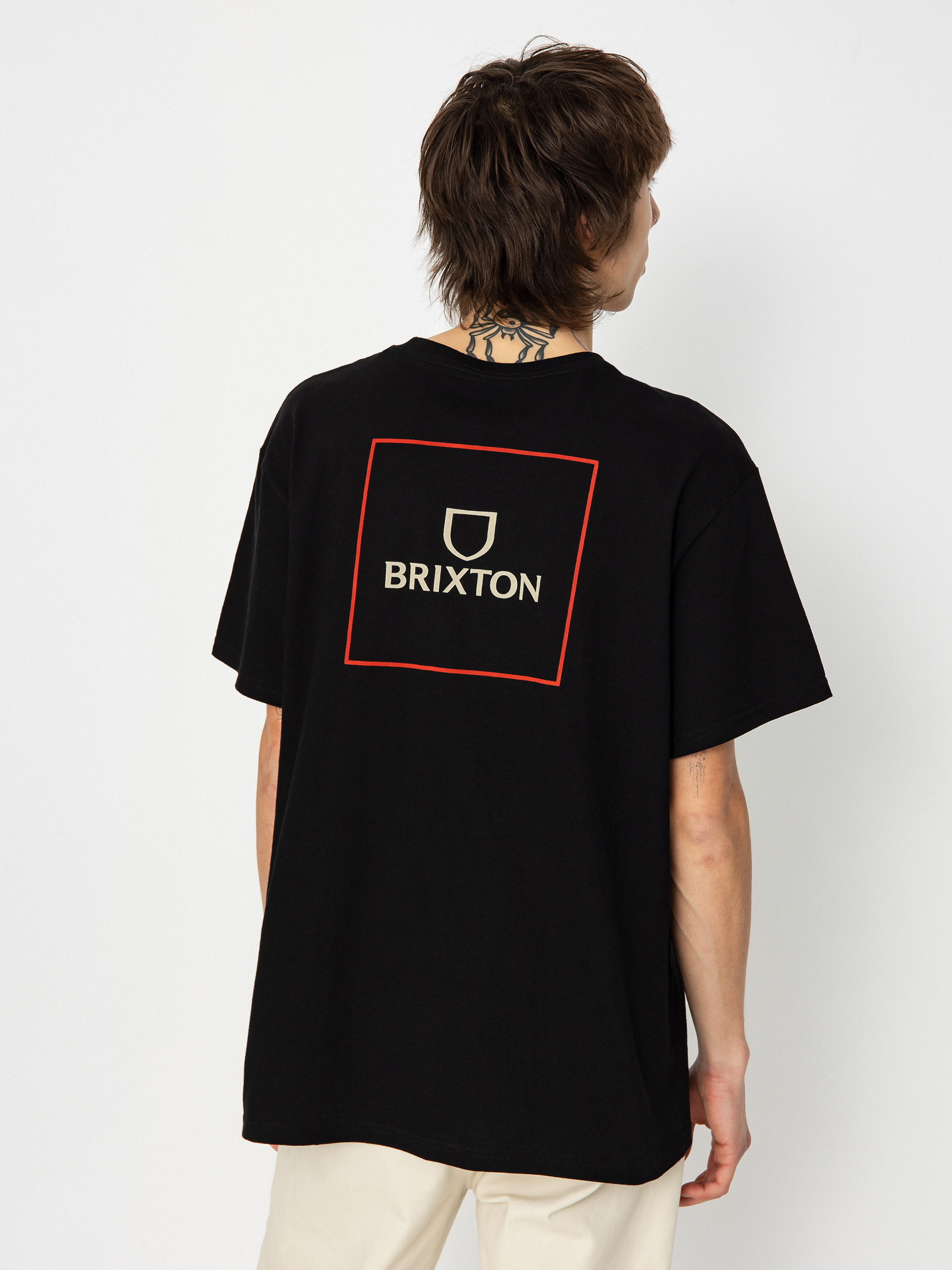 Tricou Brixton Alpha Square Stt (black/casa red/sand)