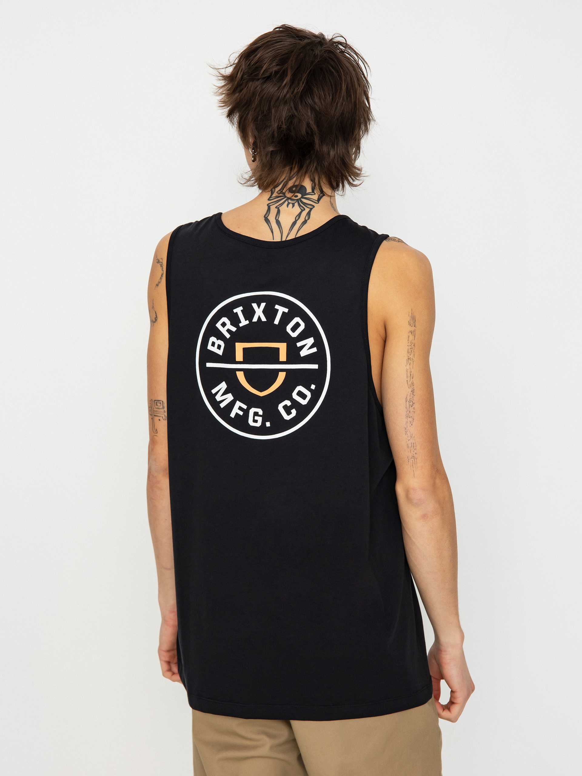 Tricou Brixton Crest (black/apricot crush/white)