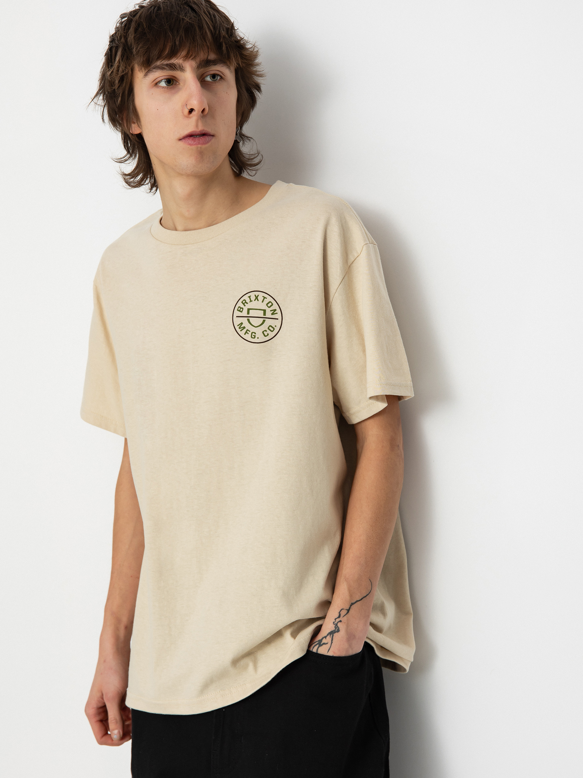 Tricou Brixton Crest II Stt (cream/sea kelp/sepia)