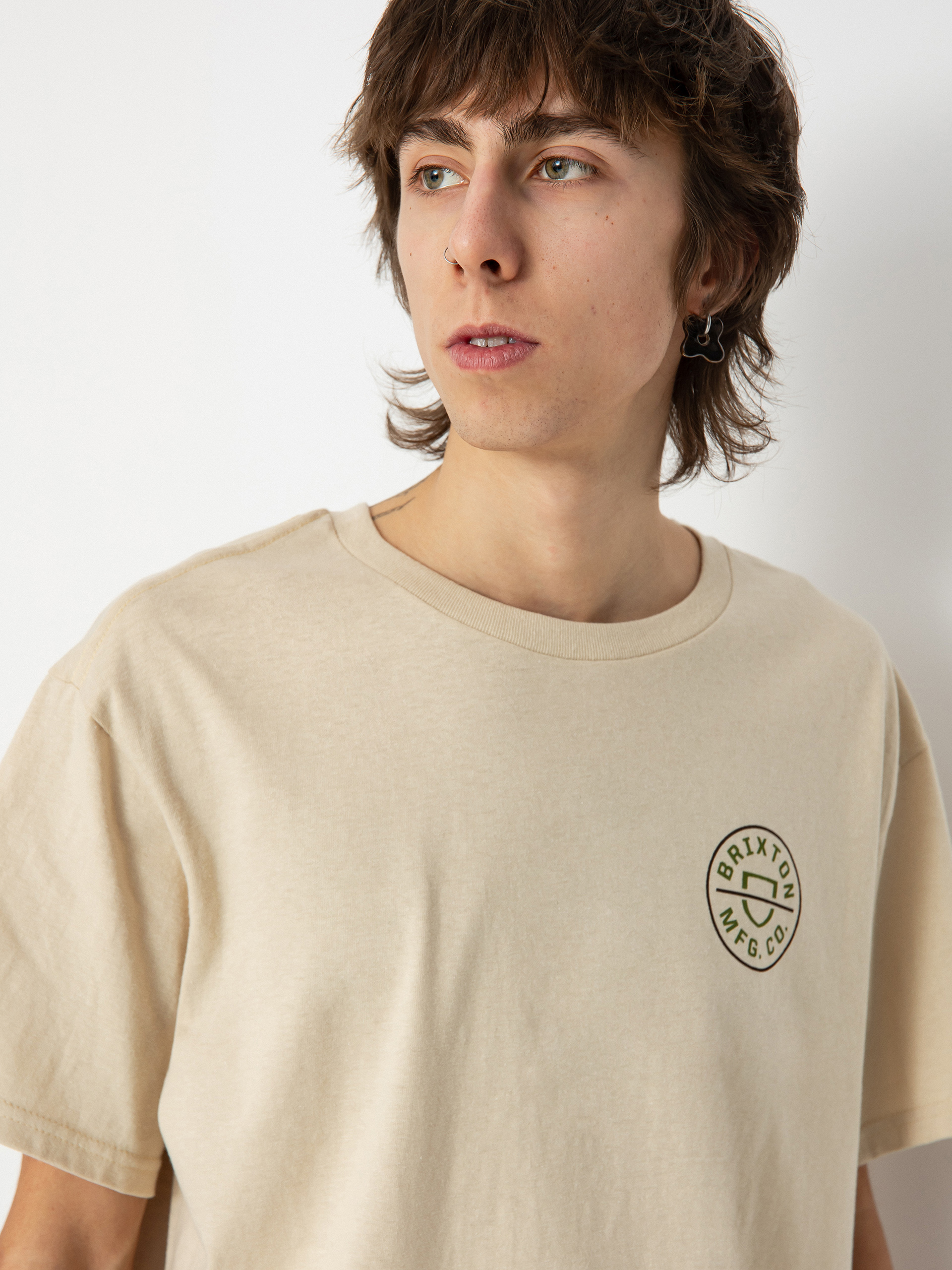 Tricou Brixton Crest II Stt (cream/sea kelp/sepia)