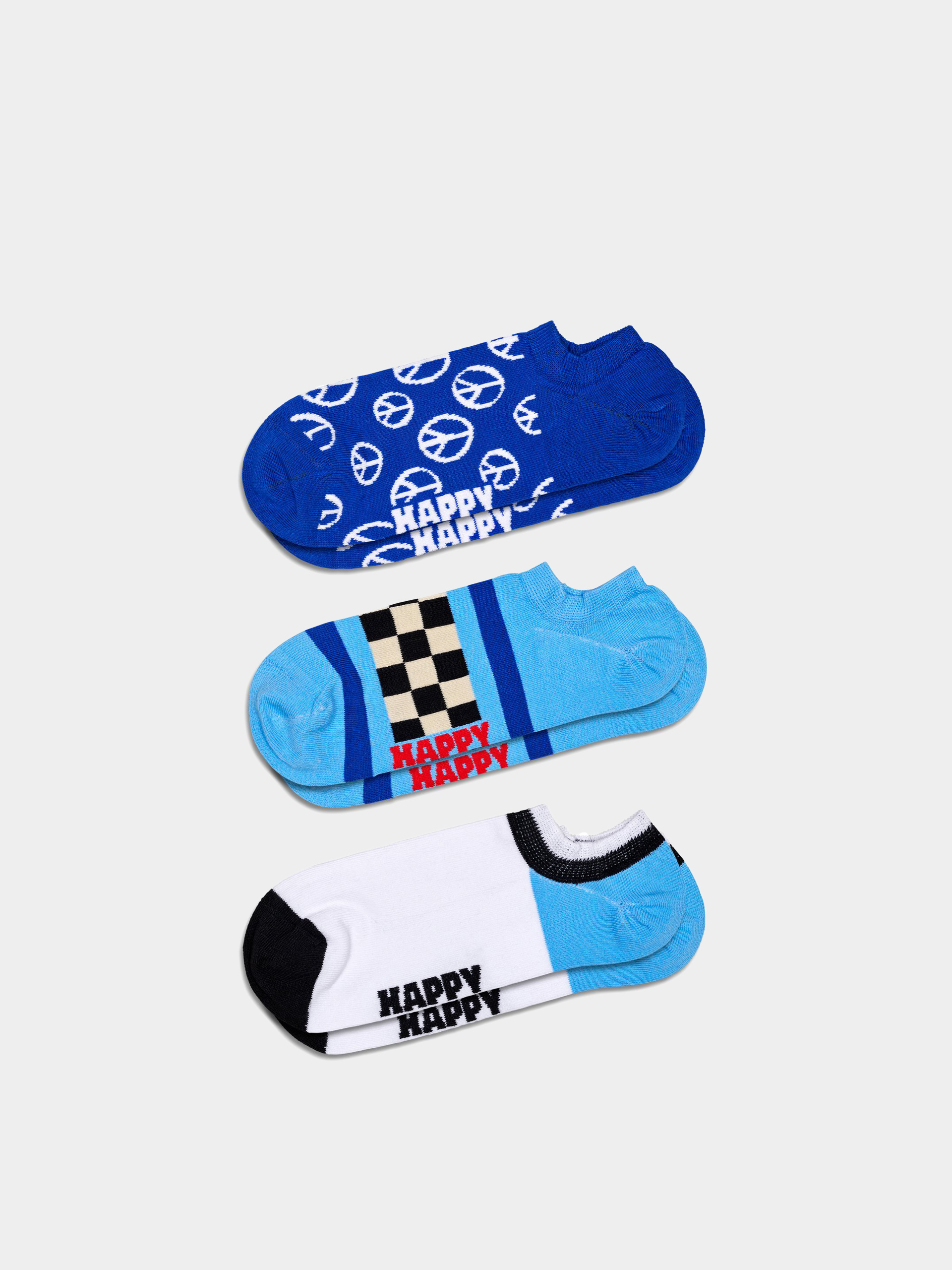Șosete Happy Socks 3-Pack Blue Peace No Show (navy)
