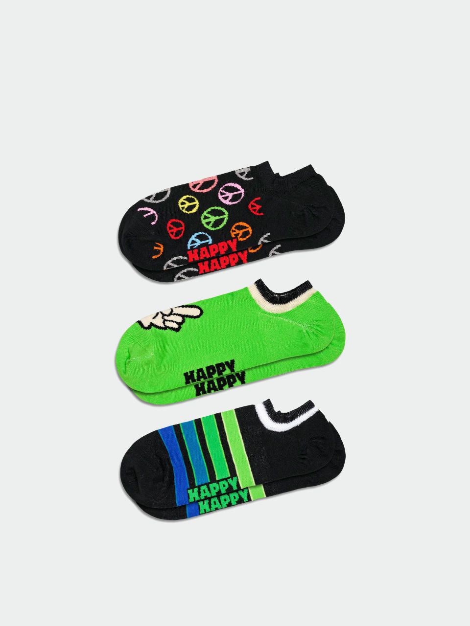 Șosete Happy Socks 3-Pack Peace No Show (black)