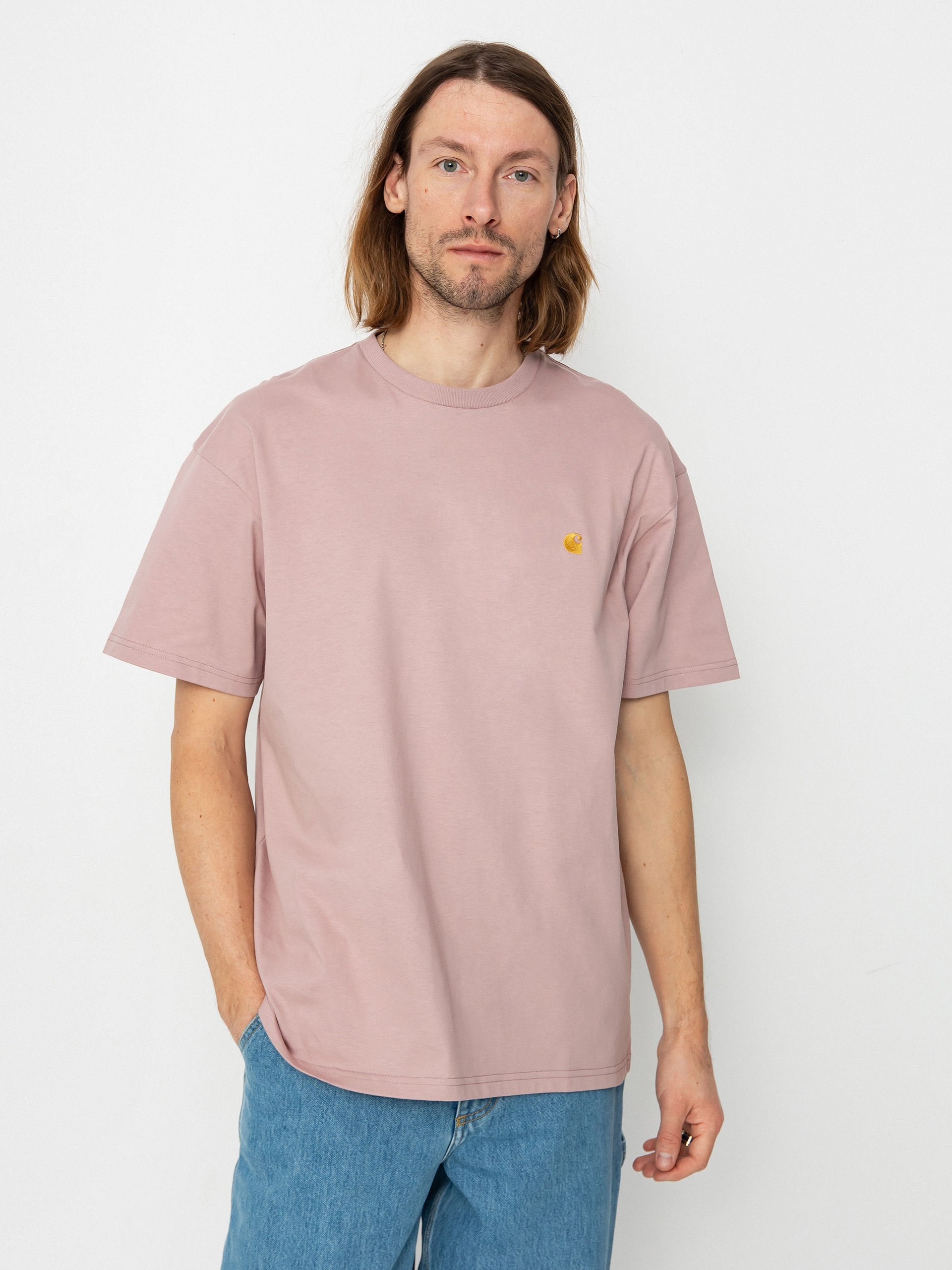 Tricou Carhartt WIP Chase (glassy pink/gold)