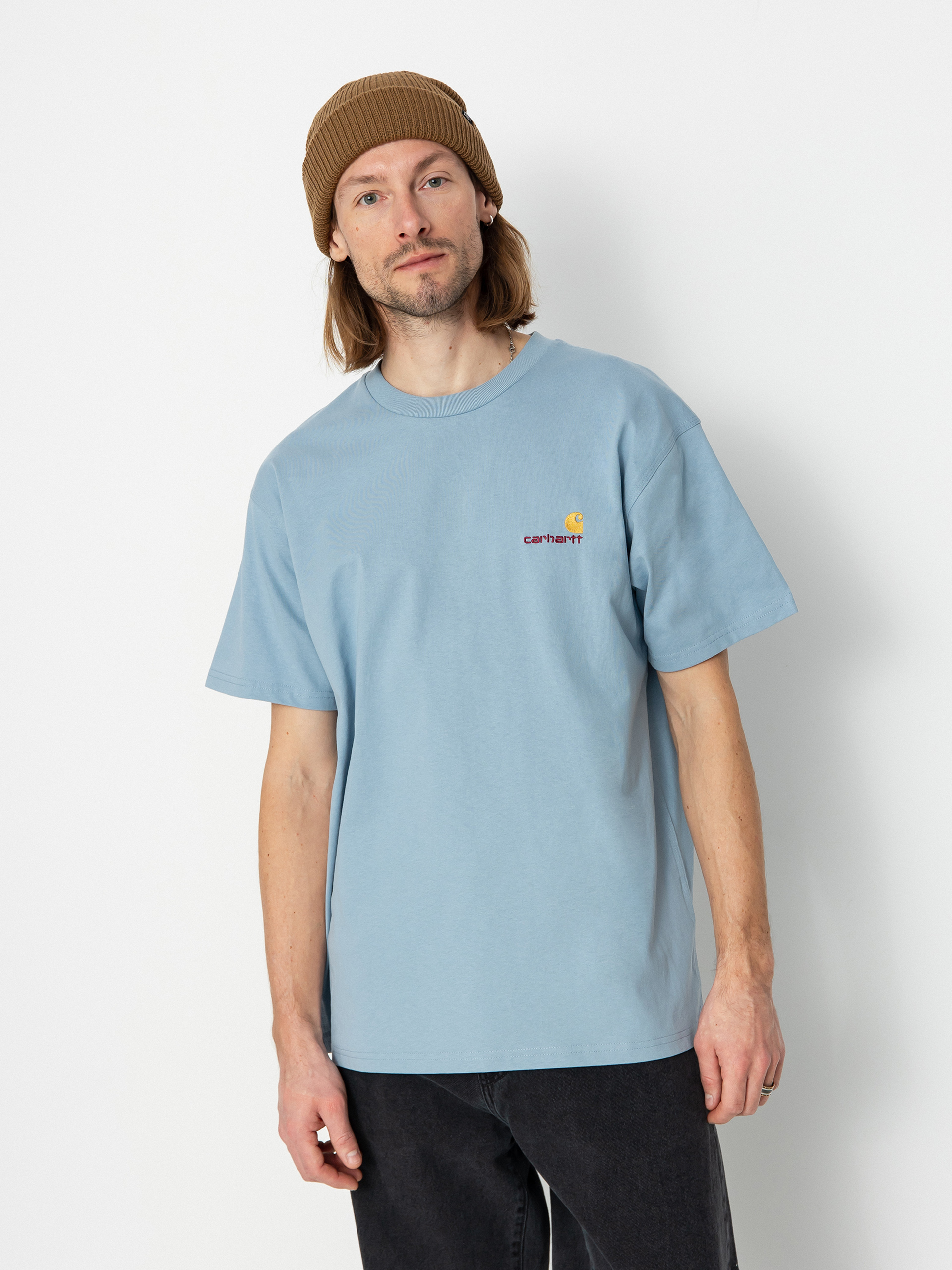 Tricou Carhartt WIP American Script (frosted blue)