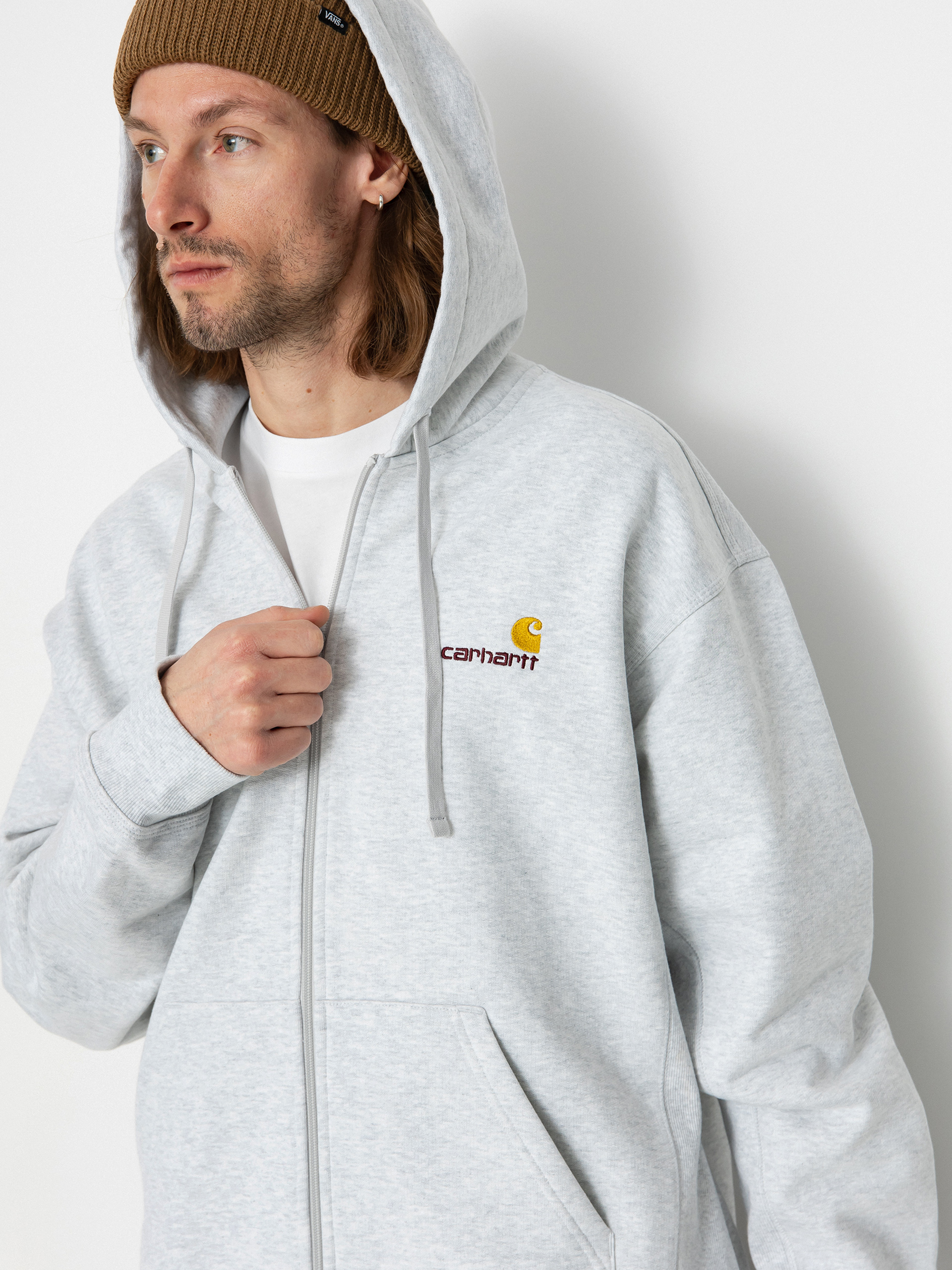 Hanorac cu glugă Carhartt WIP American Script ZHD (ash heather)