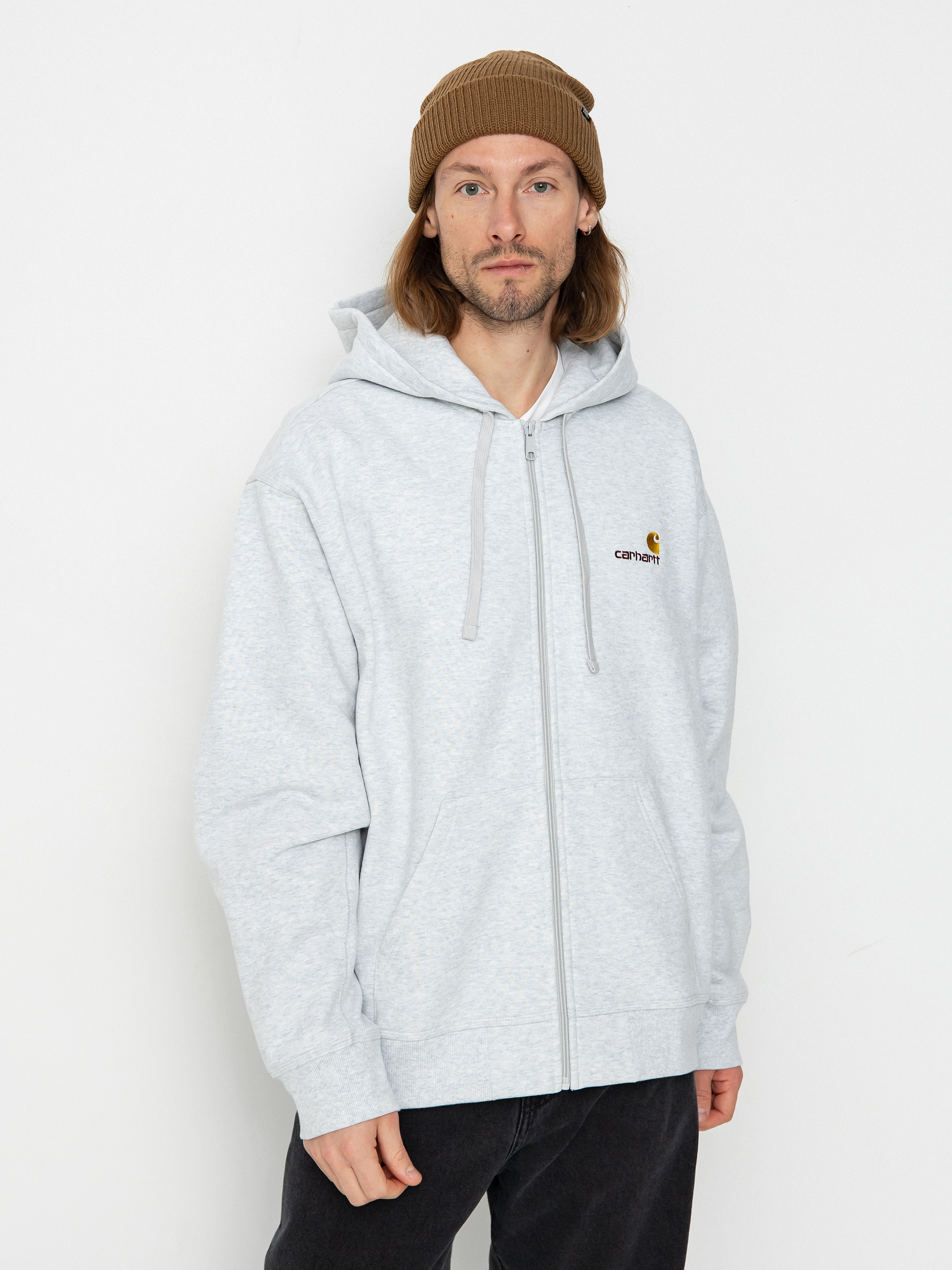 Hanorac cu glugă Carhartt WIP American Script ZHD (ash heather)