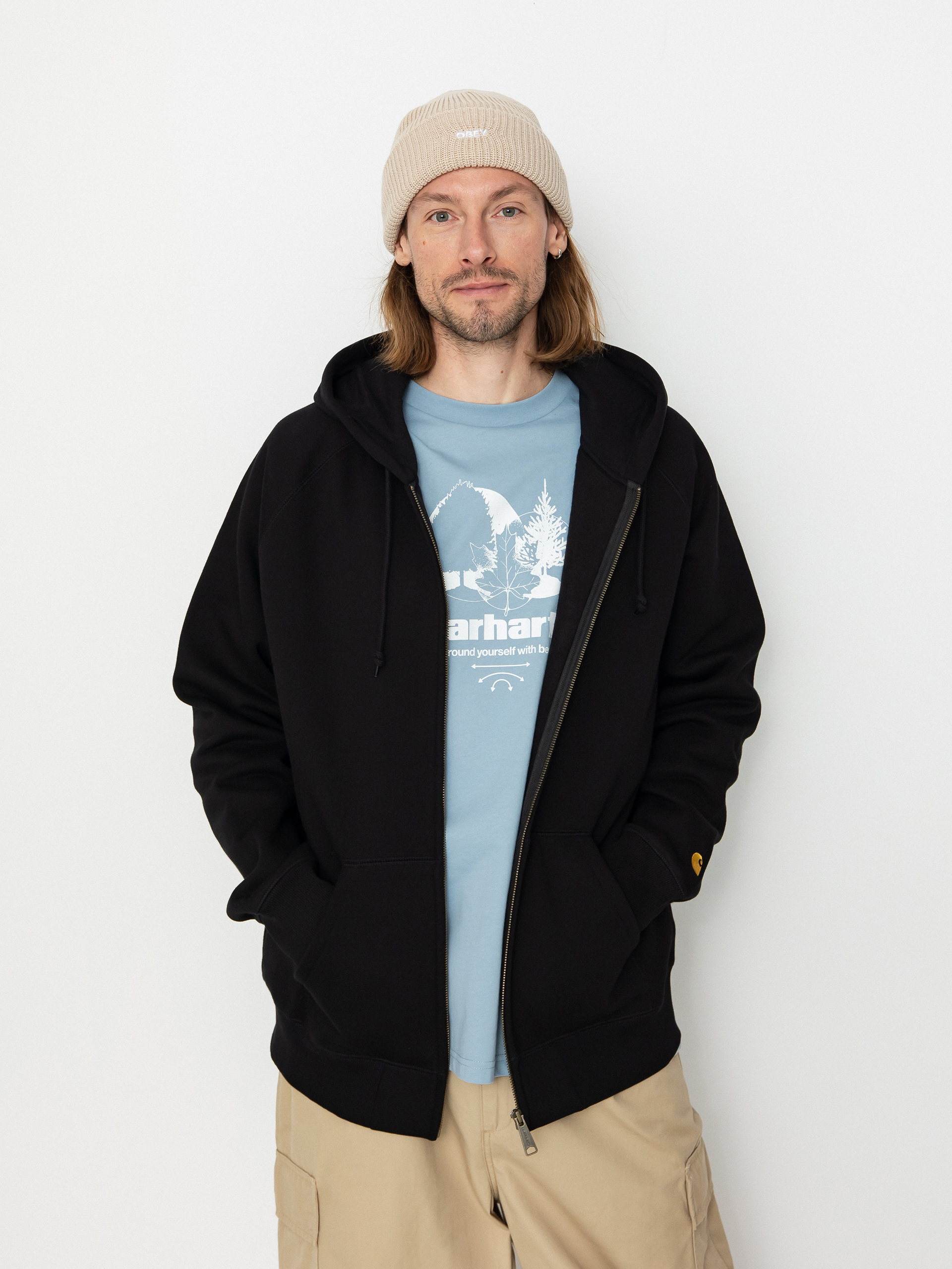 Hanorac cu glugu0103 Carhartt WIP Chase ZHD (black/gold)