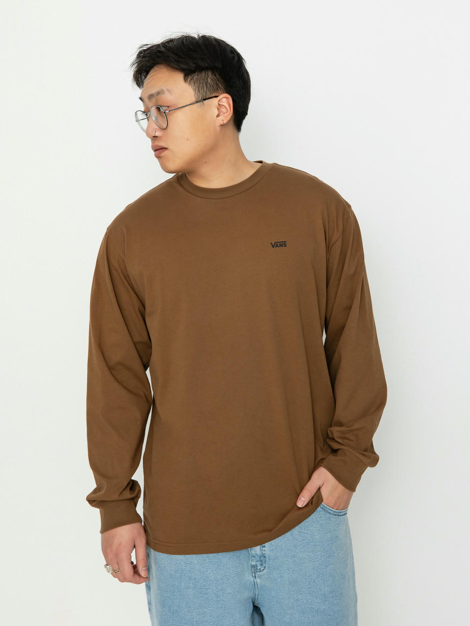 Longsleeve Vans Left Chest Hit (coffee liquer/black)