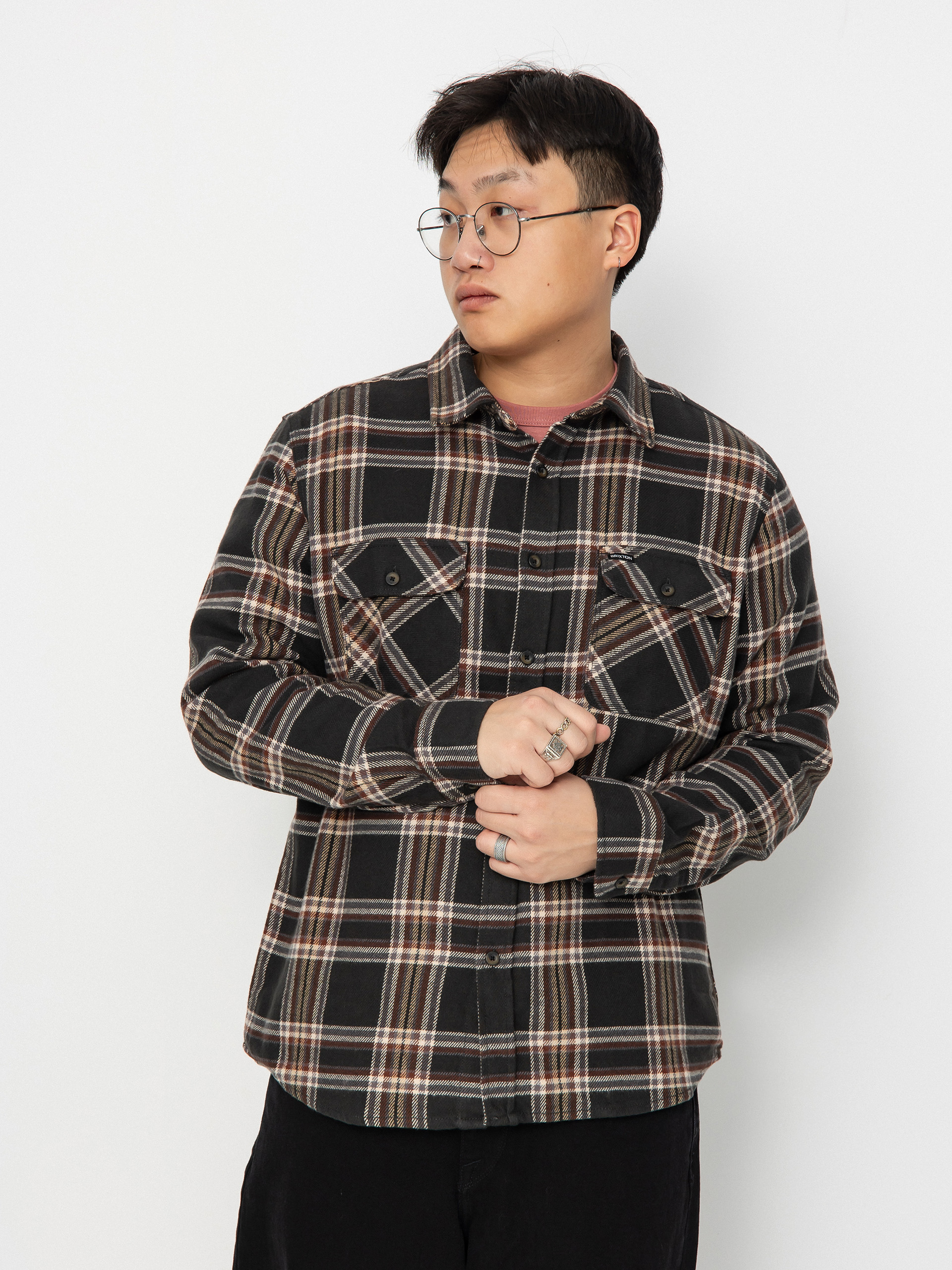 Cămașă Brixton Bowery Flannel Ls (black/charcoal/off white)