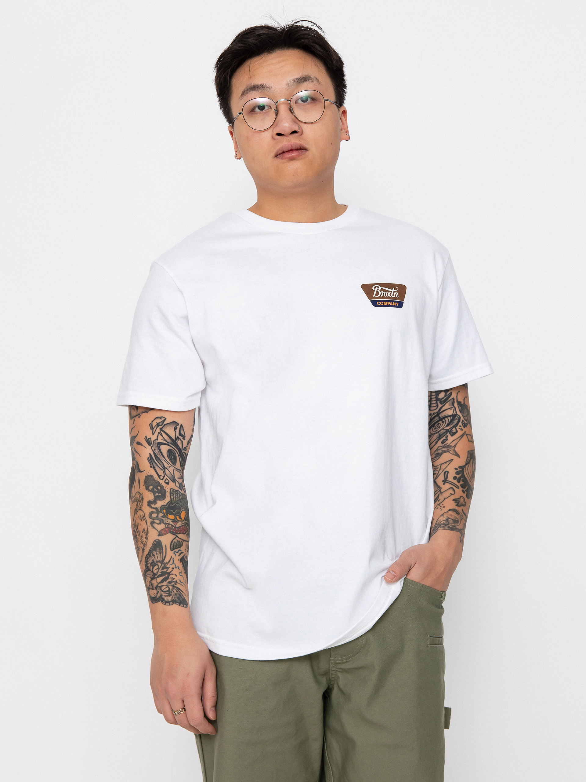 Tricou Brixton Linwood Stt (white/sepia/beige)