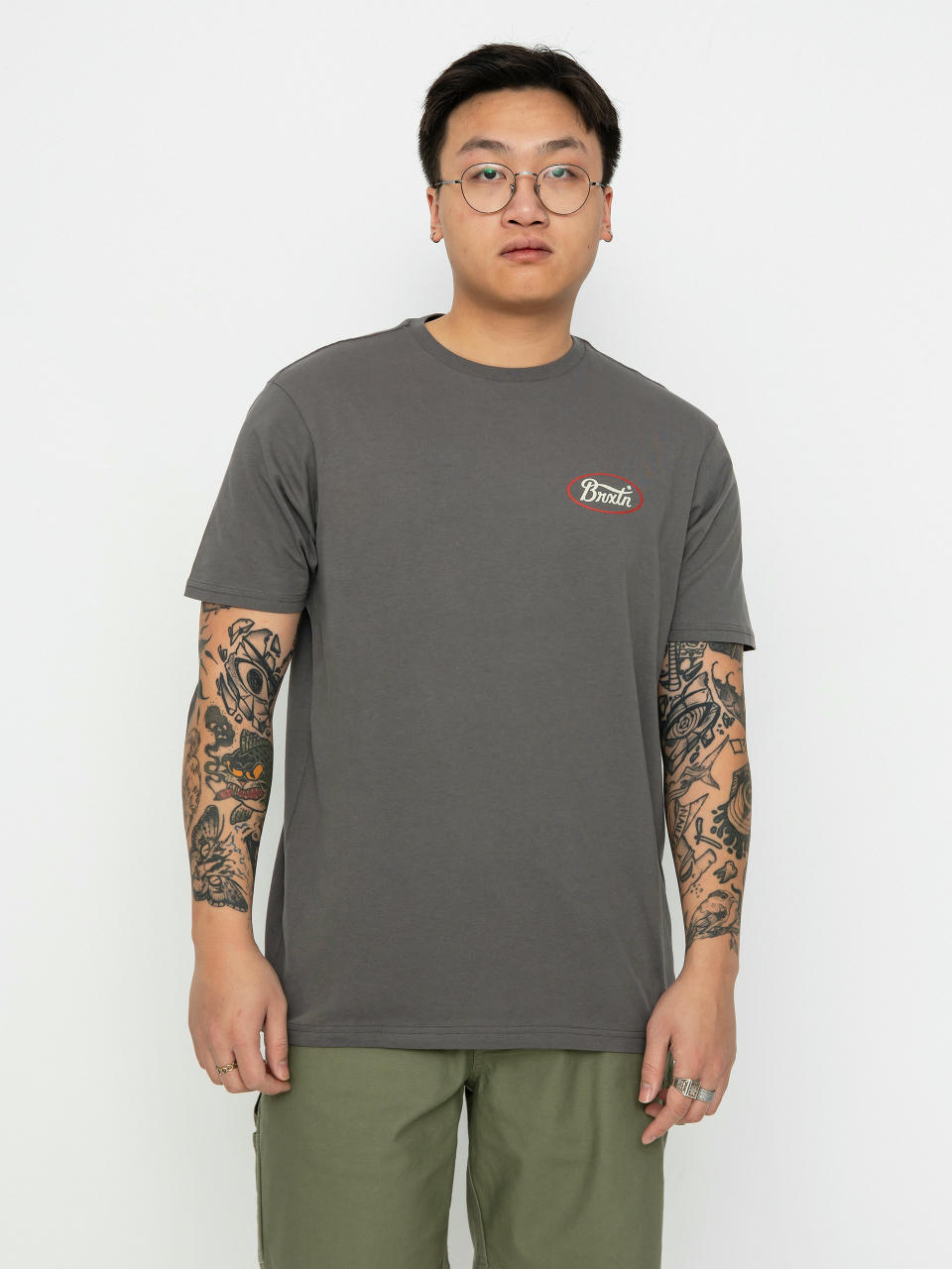 Tricou Brixton Parsons Tlrt (charcoal/casa red/whitecap)