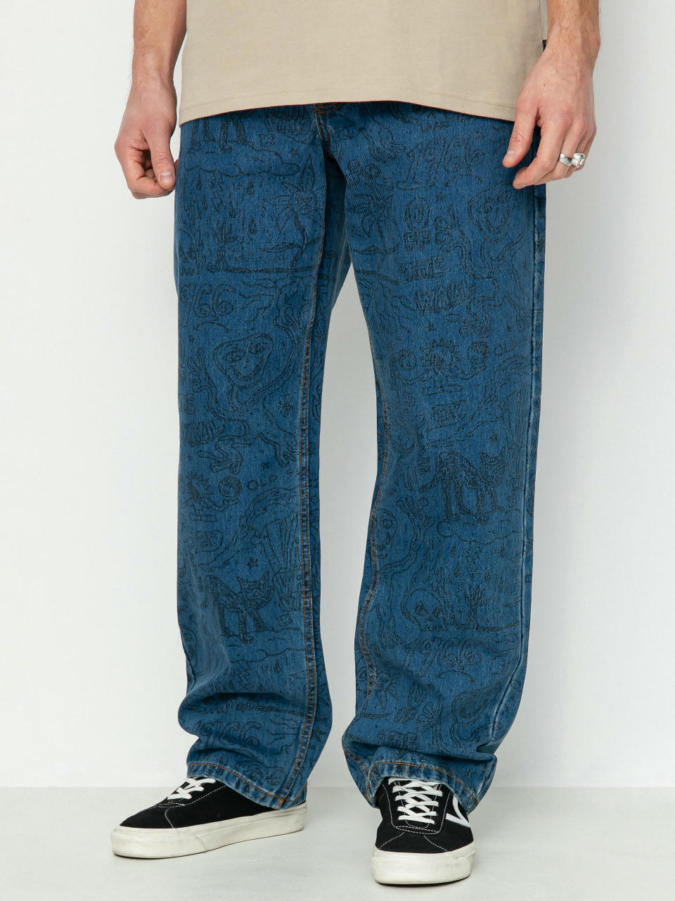 Pantaloni Vans Check 5 Printed Loose Denim (vintage indigo)