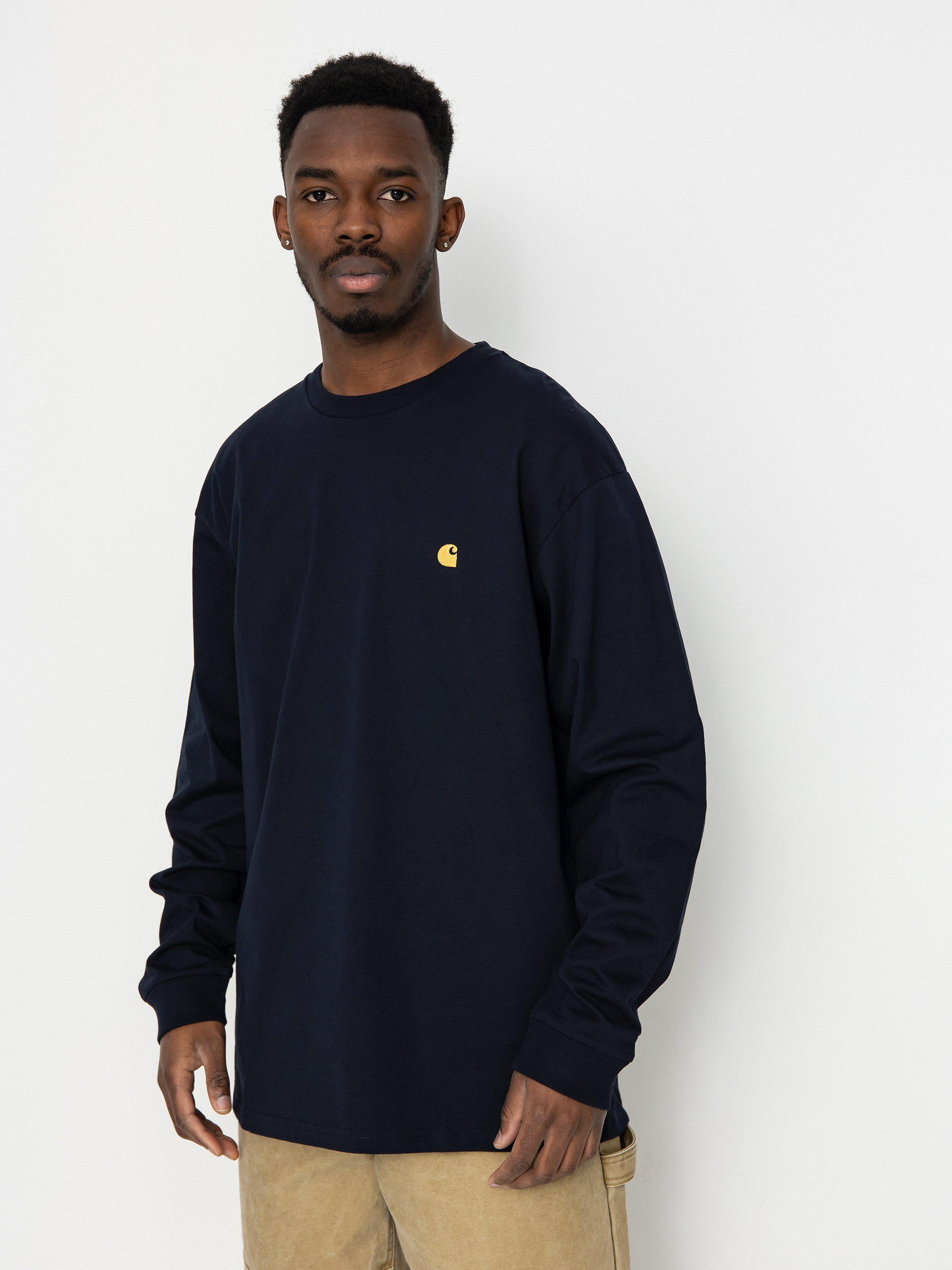 Longsleeve Carhartt WIP Chase (dark navy/gold)