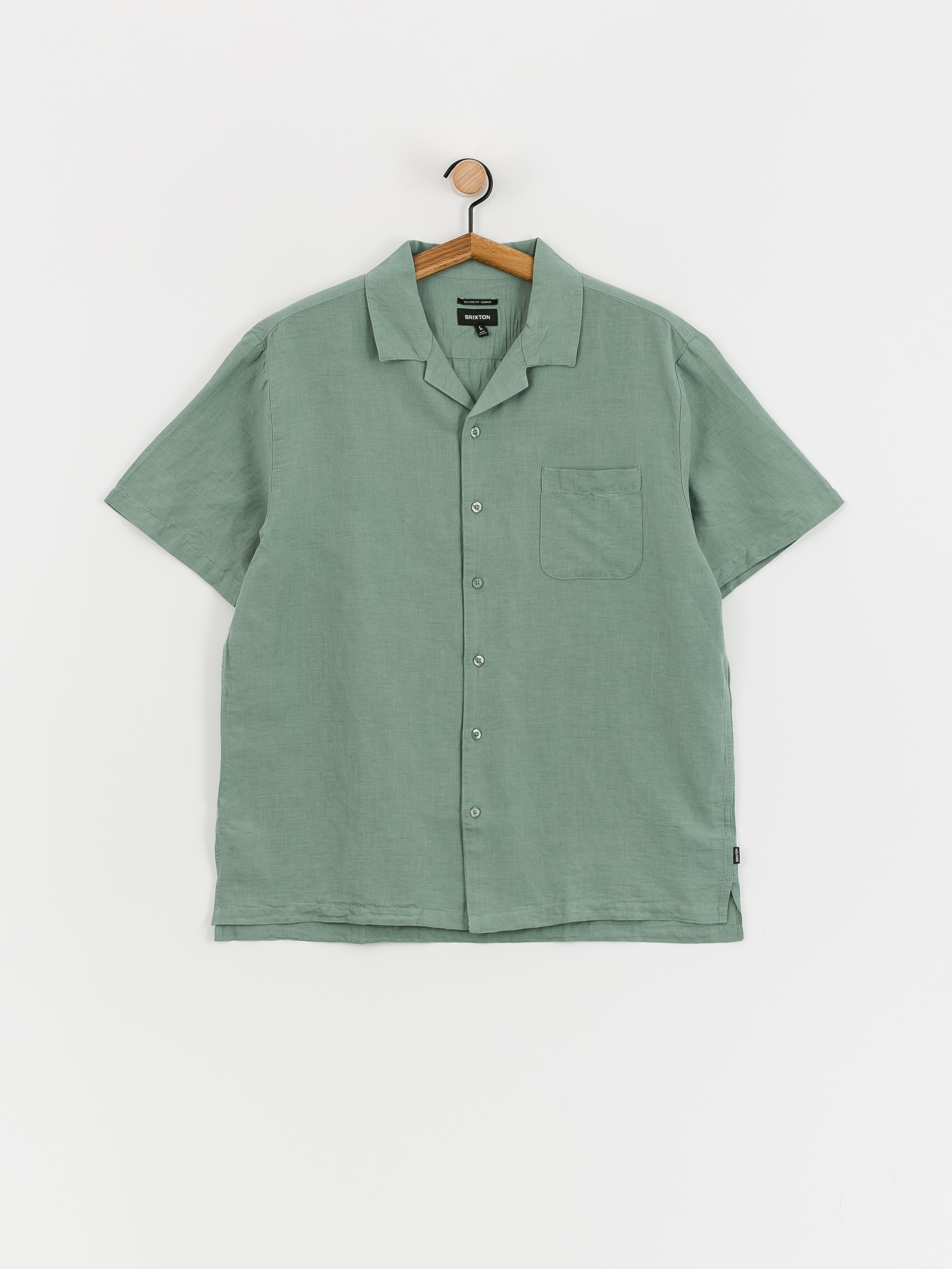 Cămașă Brixton Bunker Linen Blend (chinois green)