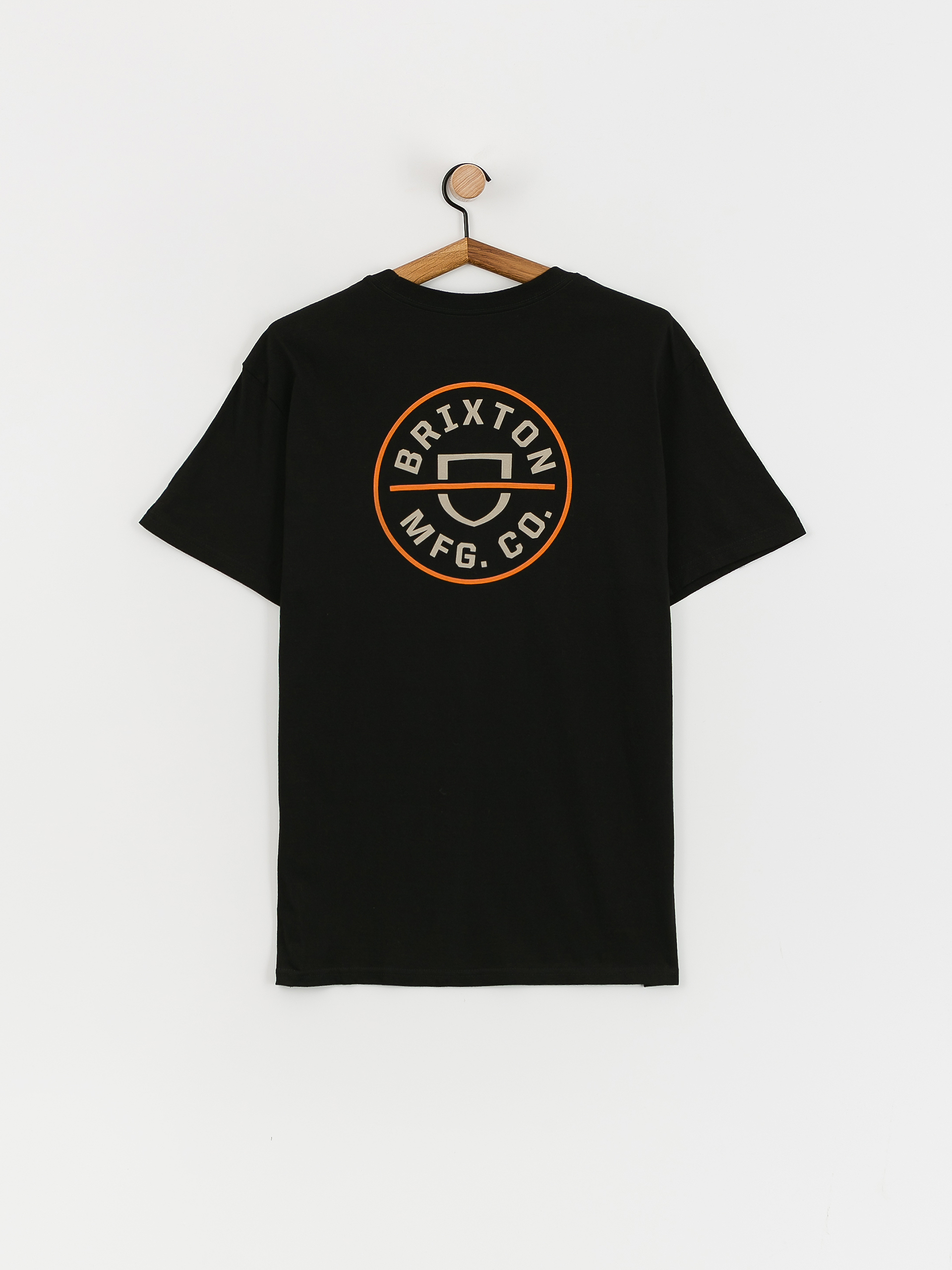 Tricou Brixton Crest II Stt (black/persimmon orange/sand)