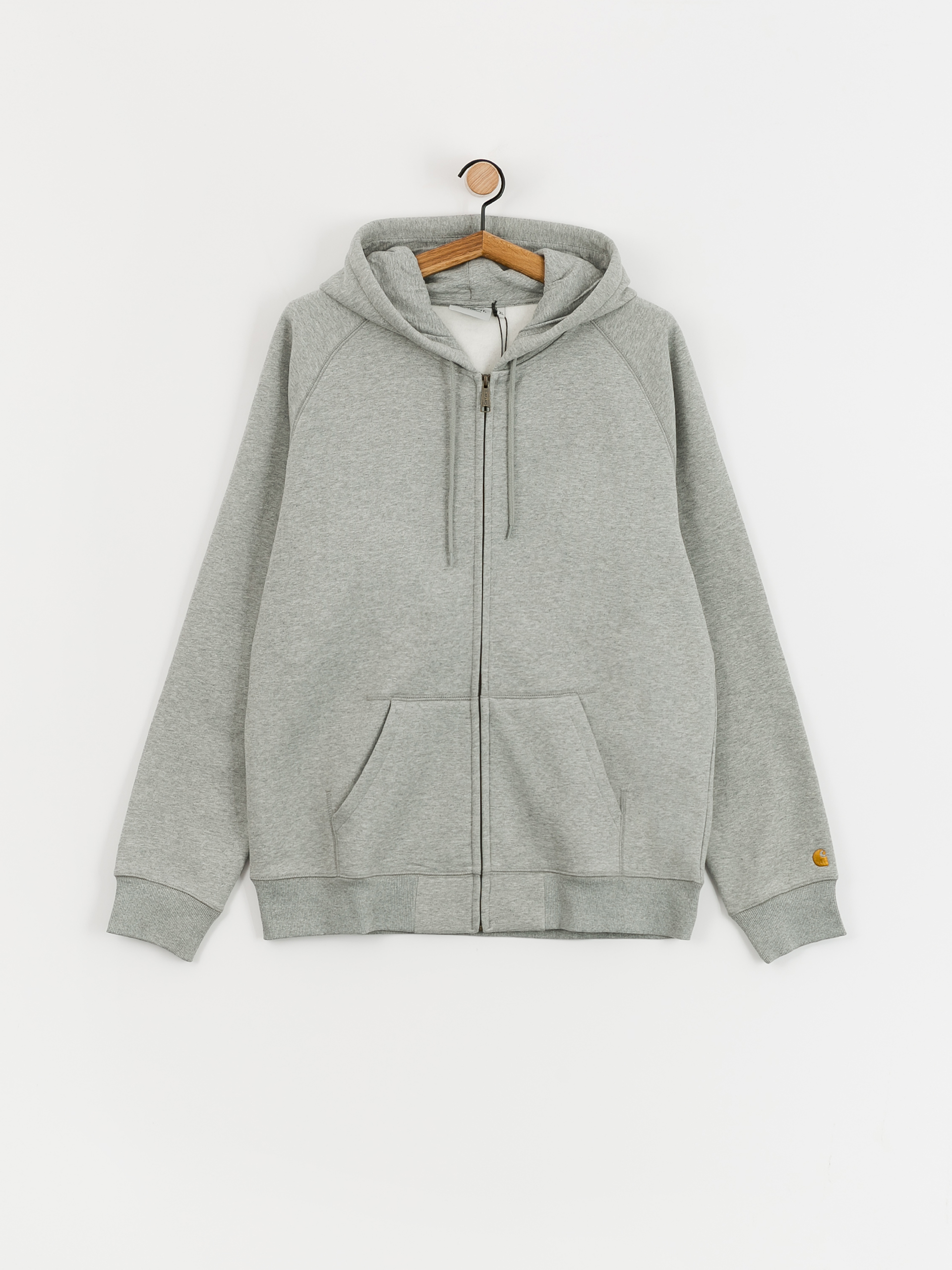 Hanorac cu glugă Carhartt WIP Chase ZHD (grey heather/gold)