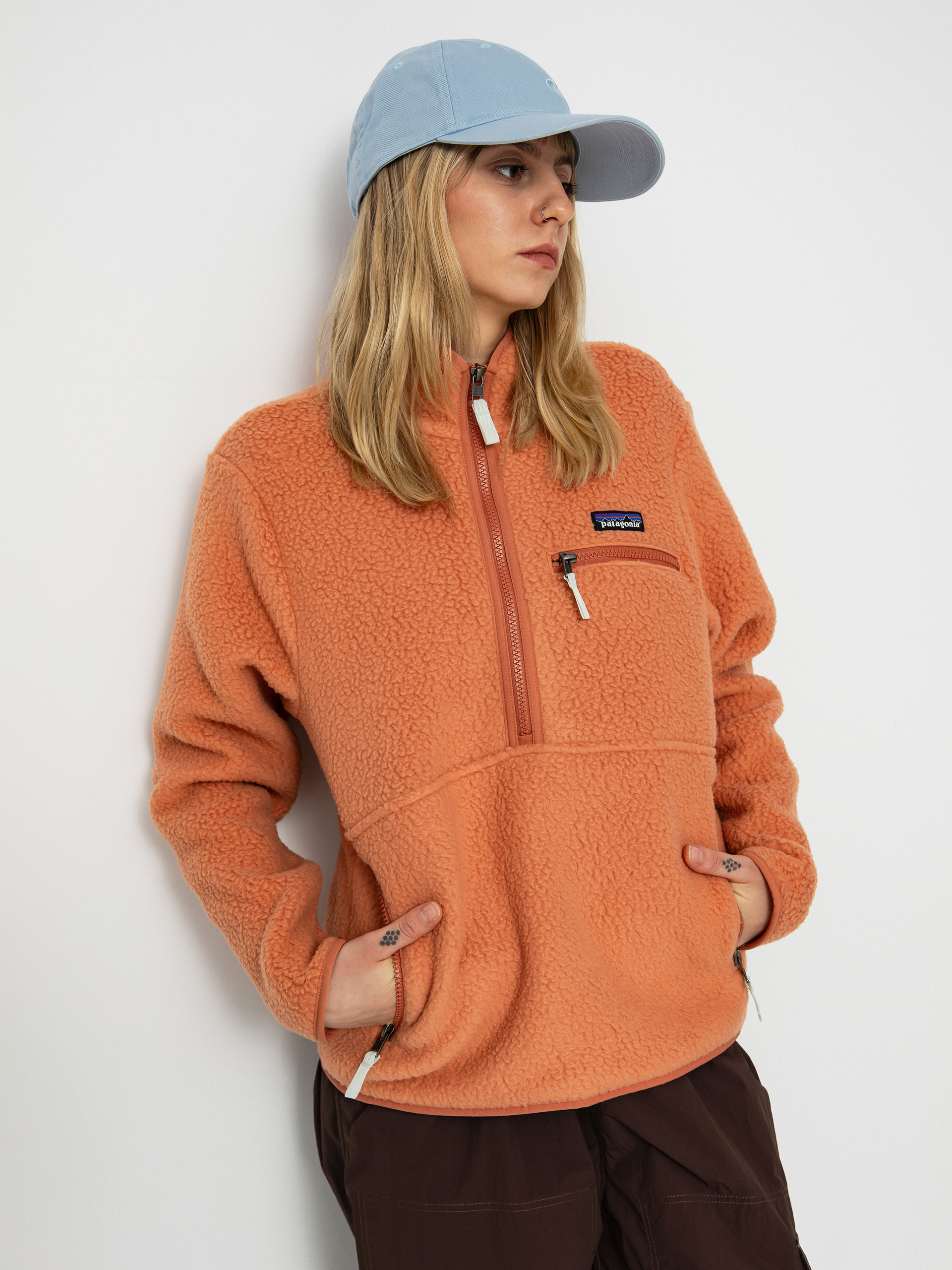 Pentru femei Hanorac din fleece Patagonia Retro Pile Marsupial (sienna clay)