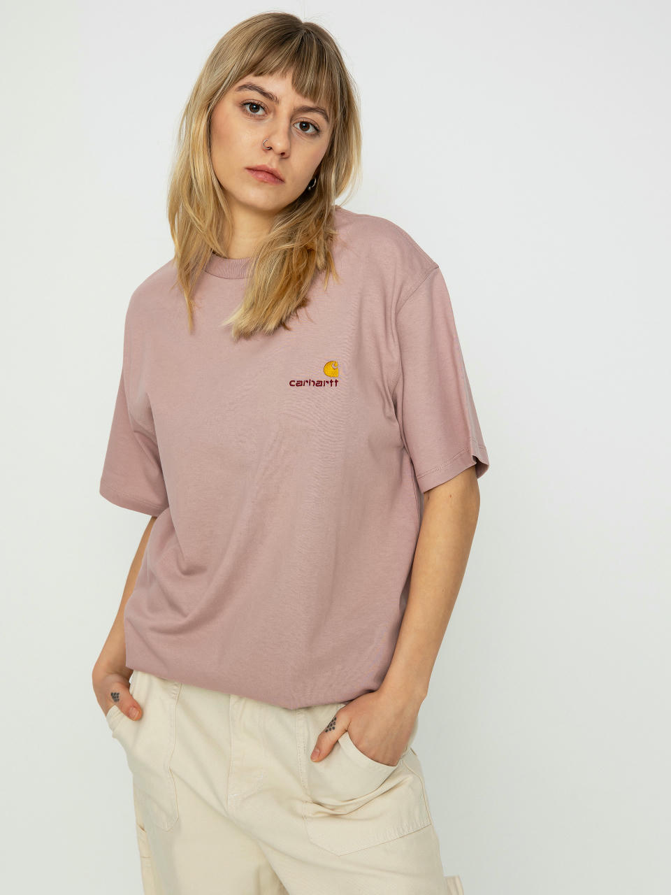 Tricou Carhartt WIP American Script Wmn (glassy pink)