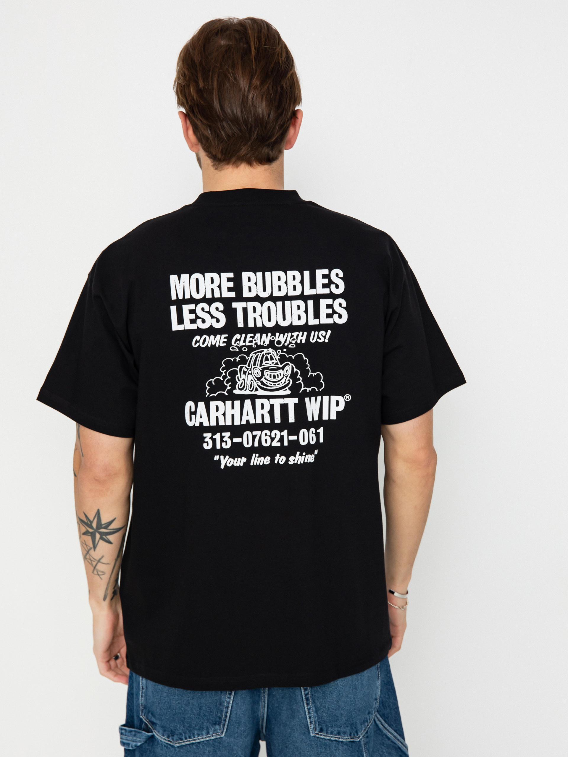 Tricou Carhartt WIP Less Troubles (black/white)