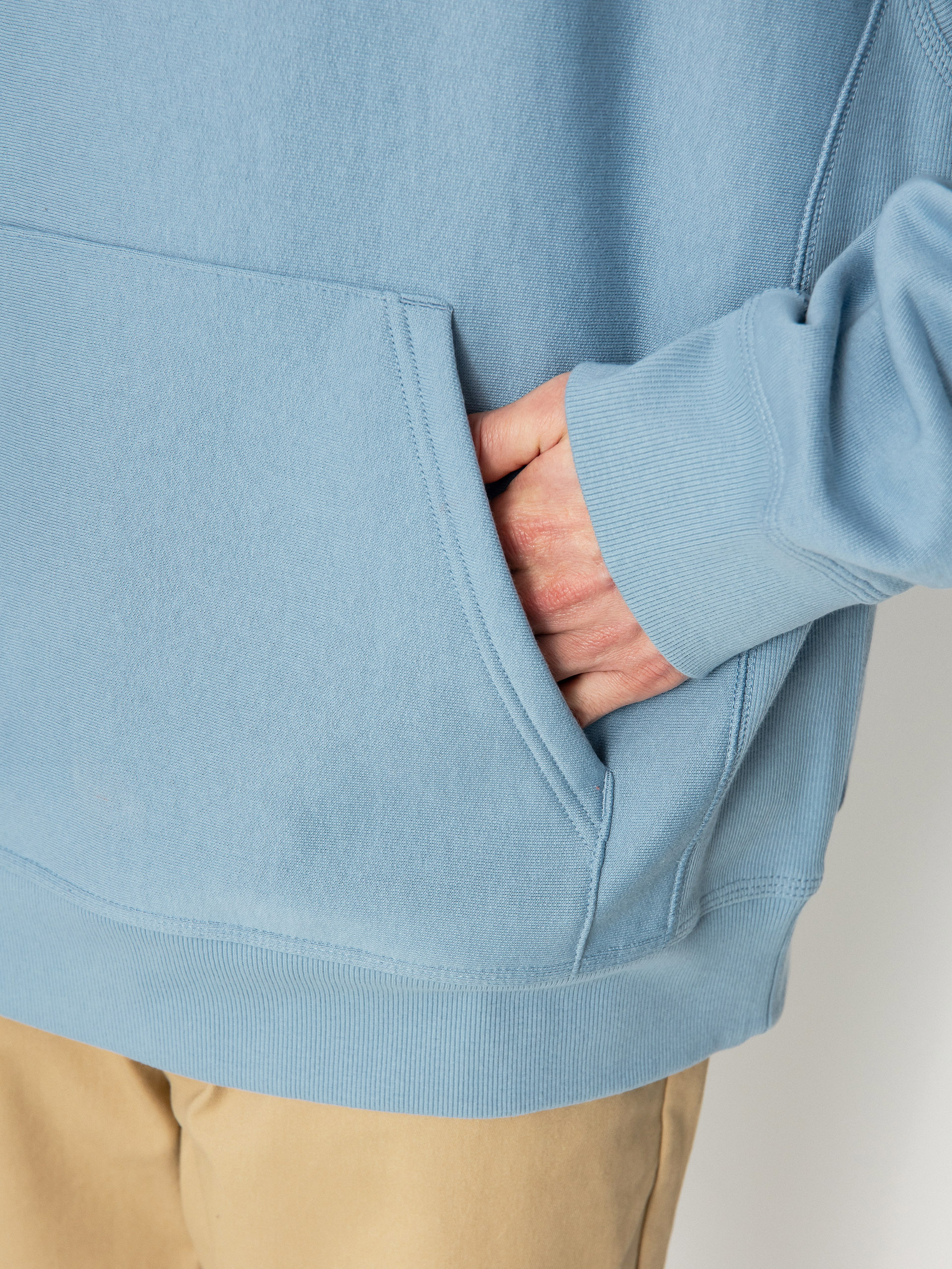 Hanorac cu glugă Carhartt WIP American Script HD (frosted blue)