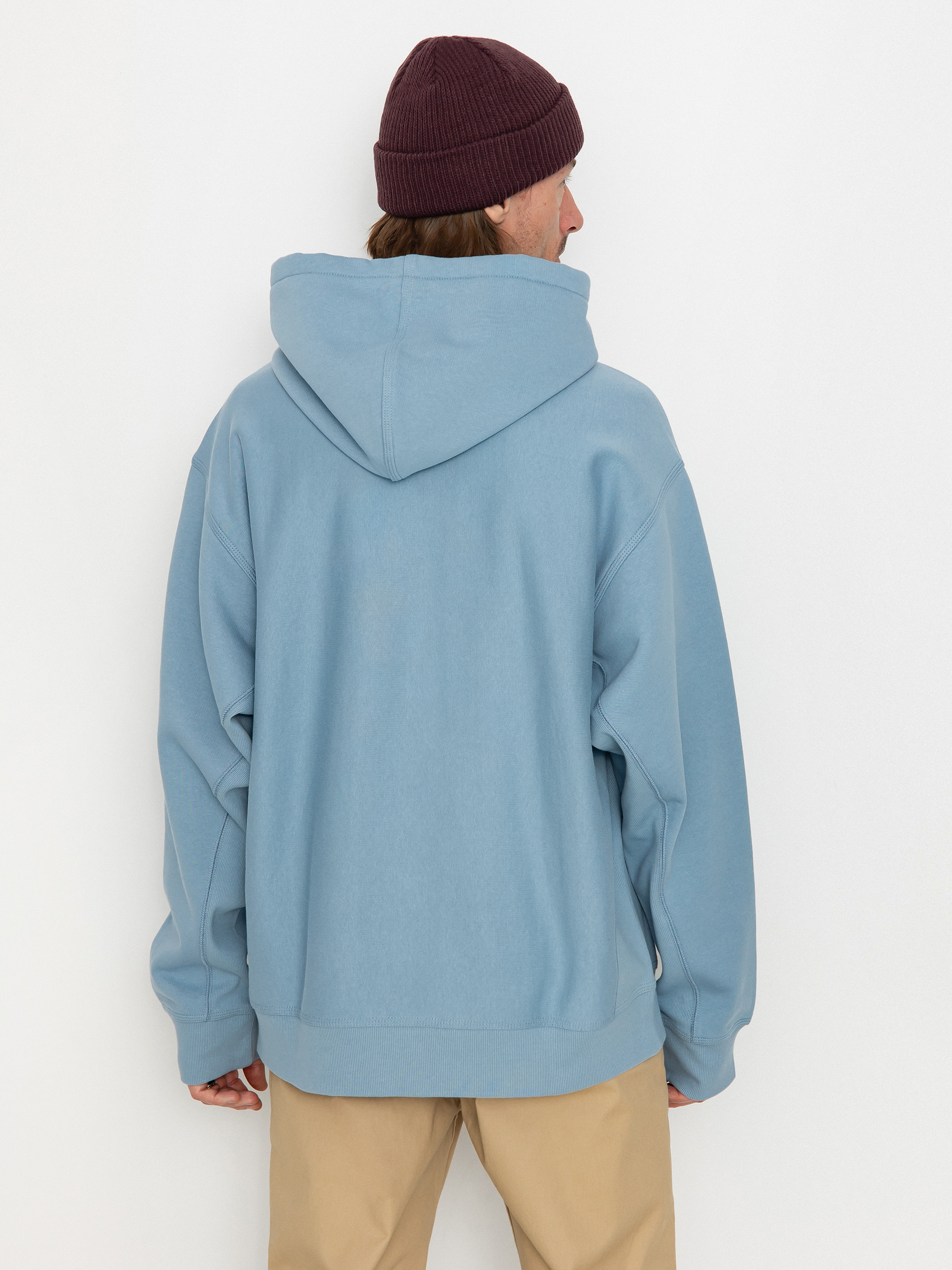 Hanorac cu glugă Carhartt WIP American Script HD (frosted blue)